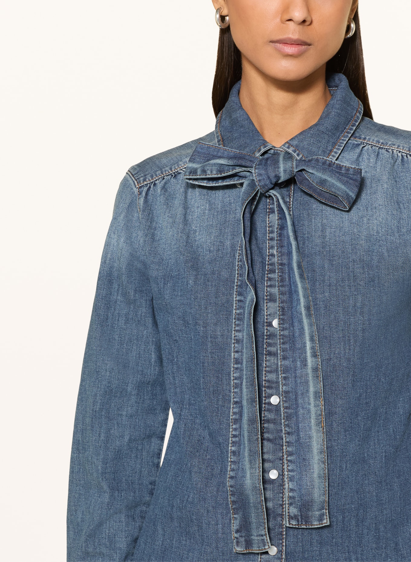 oui Bluzka jeansowa z odpinanym kołnierzykiem: NIEBIESKI