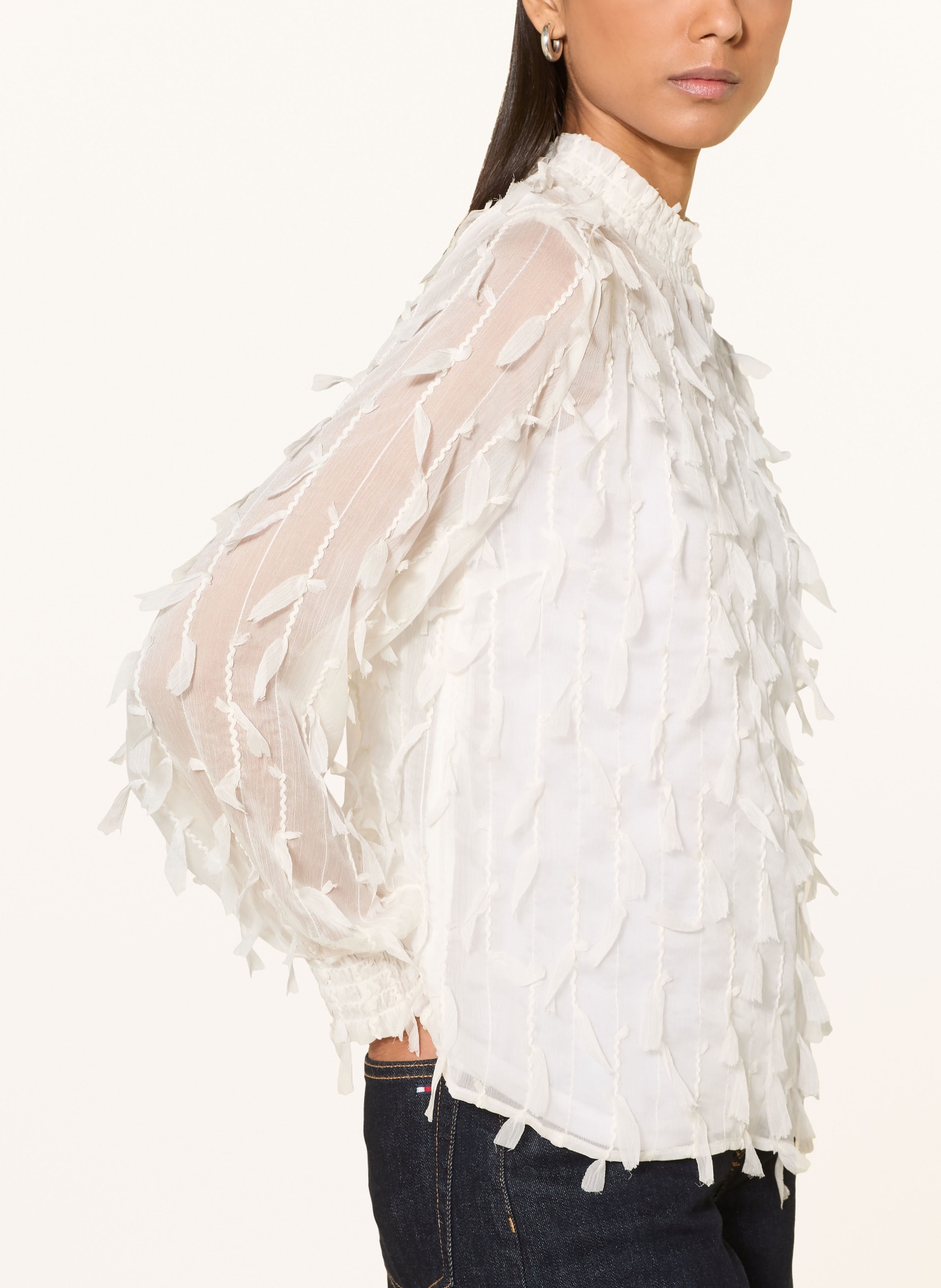 oui Blouse shirt with pleats: WHITE