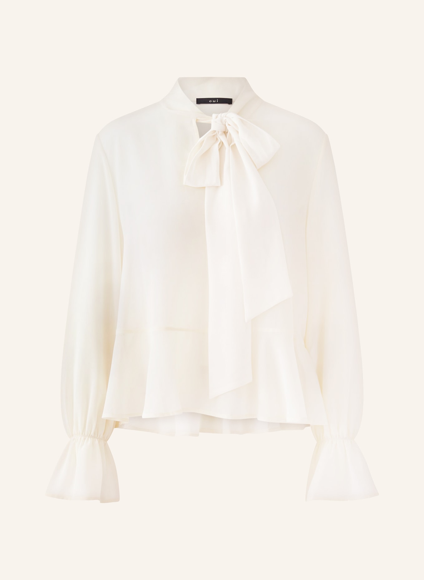 oui Bow blouse with ruffles: WHITE