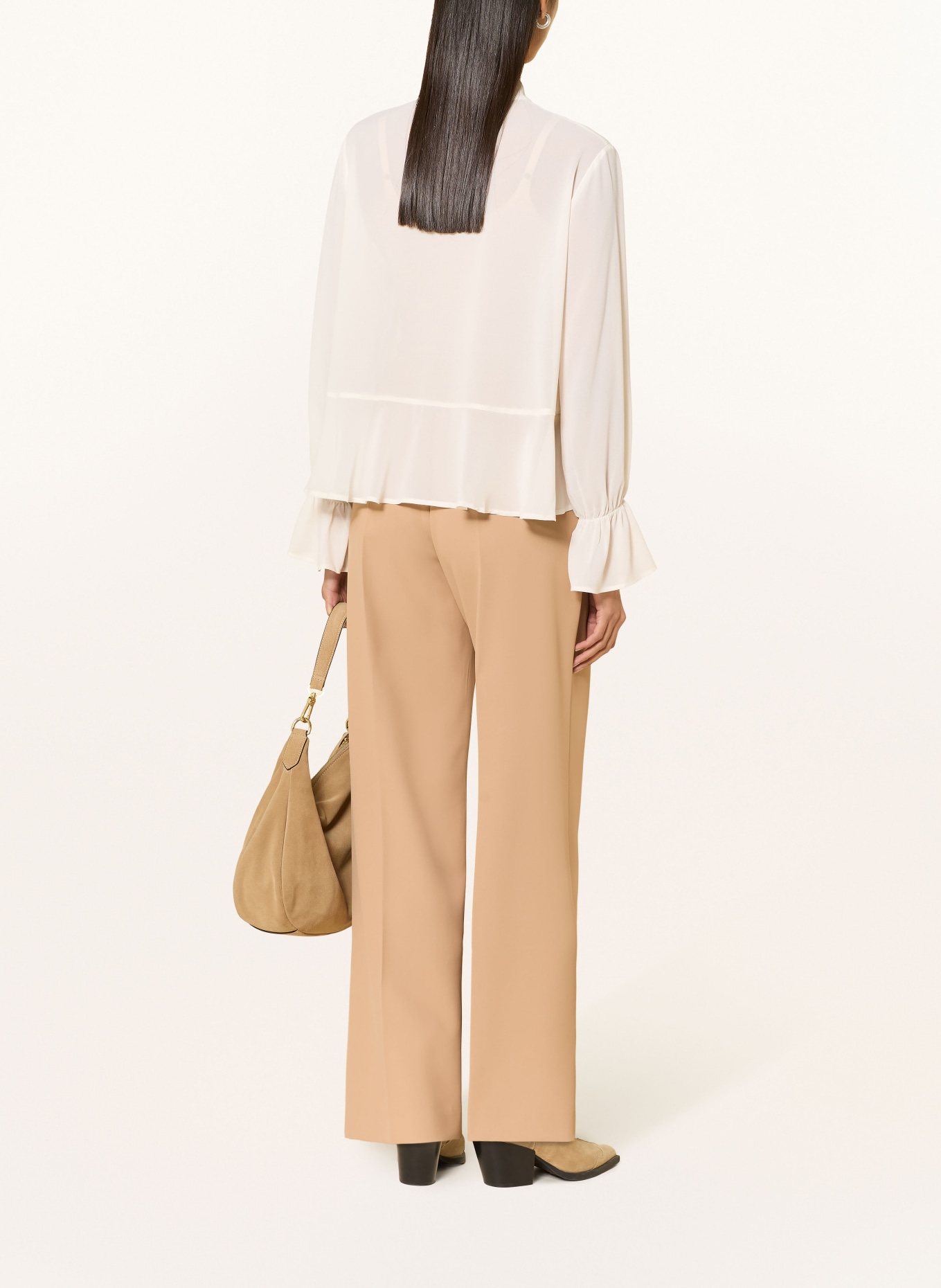 oui Bow blouse with ruffles: WHITE