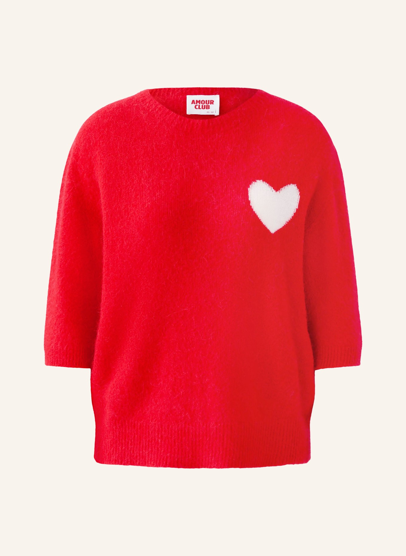 oui Pullover mit 3/4-Arm: ROT / WEISS