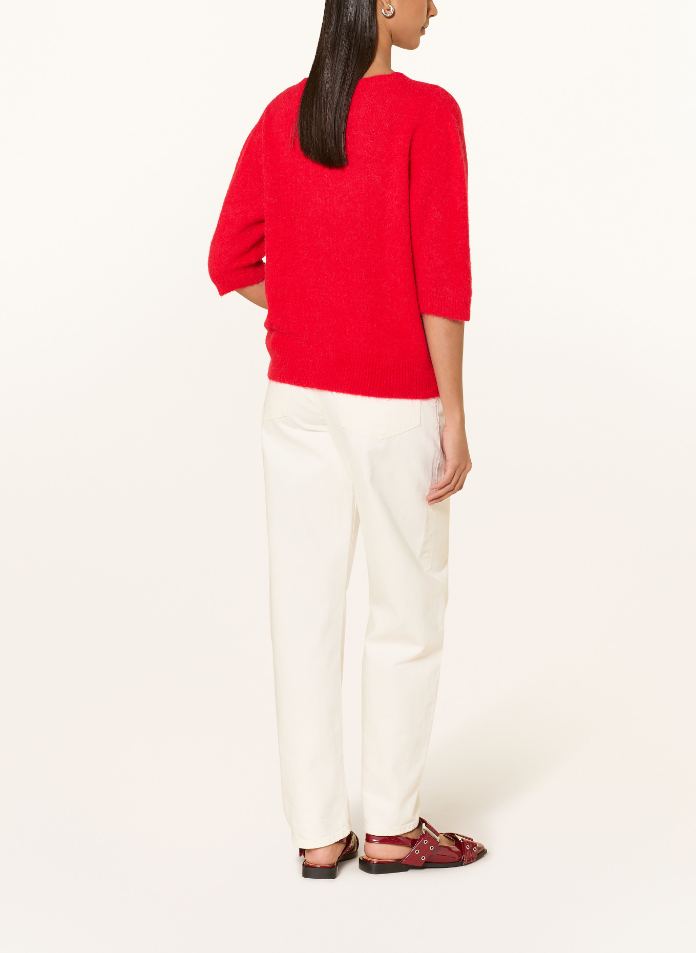 oui Pullover mit 3/4-Arm: ROT / WEISS