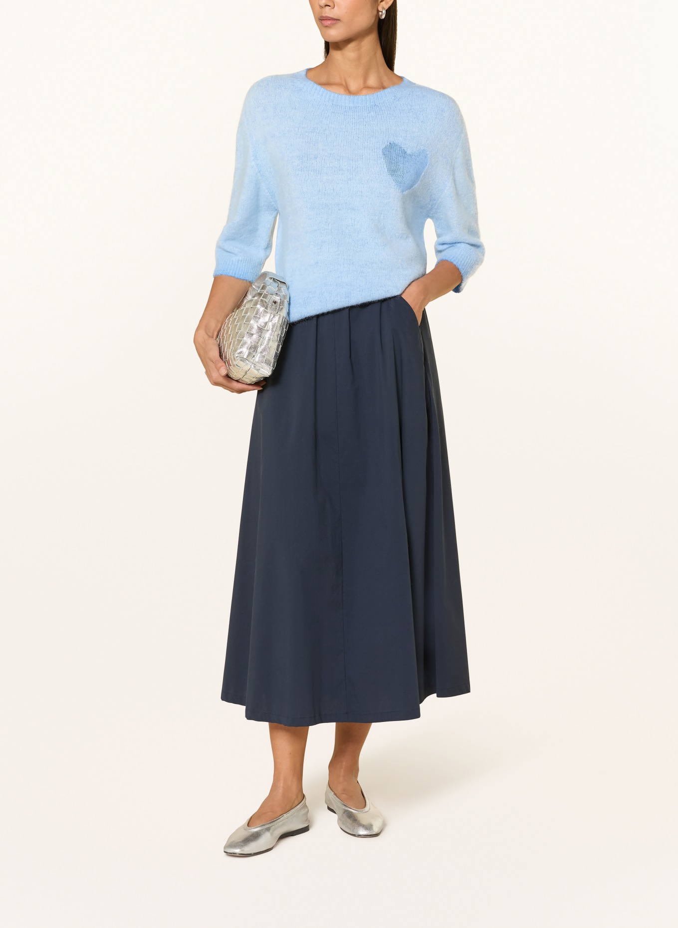 oui Pullover mit 3/4-Arm: HELLBLAU