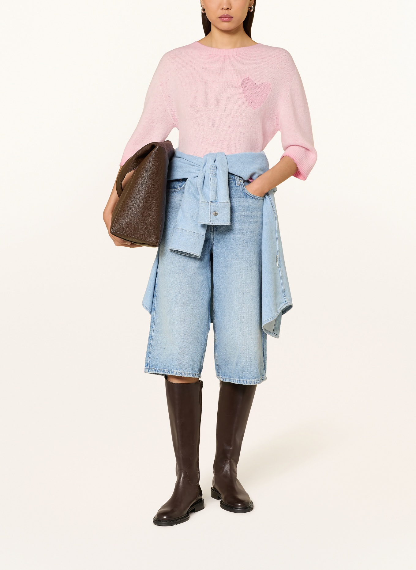 oui Sweater with 3/4 sleeves: LIGHT PINK