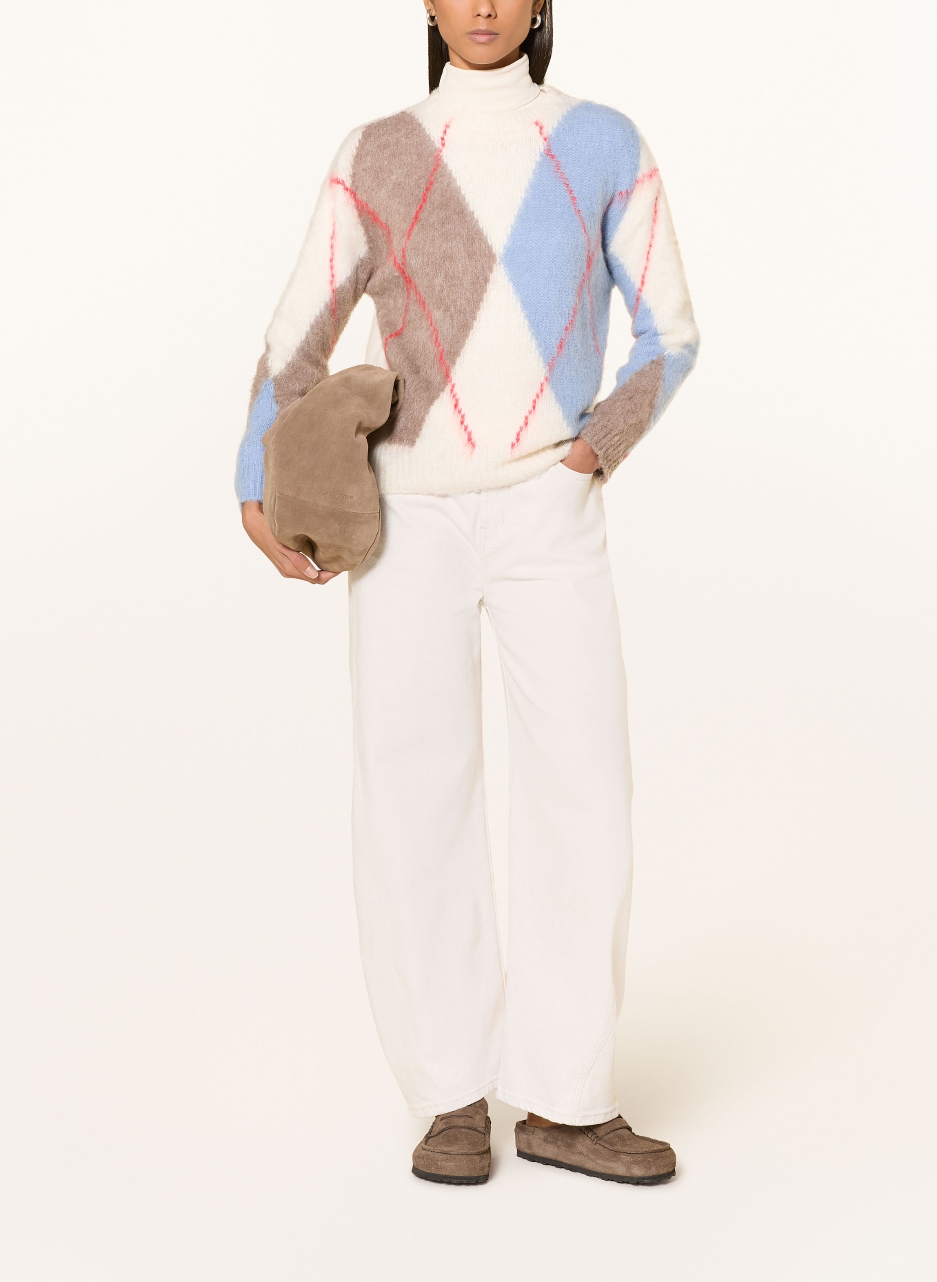 oui sweater: CREAM / BROWN / LIGHT BLUE