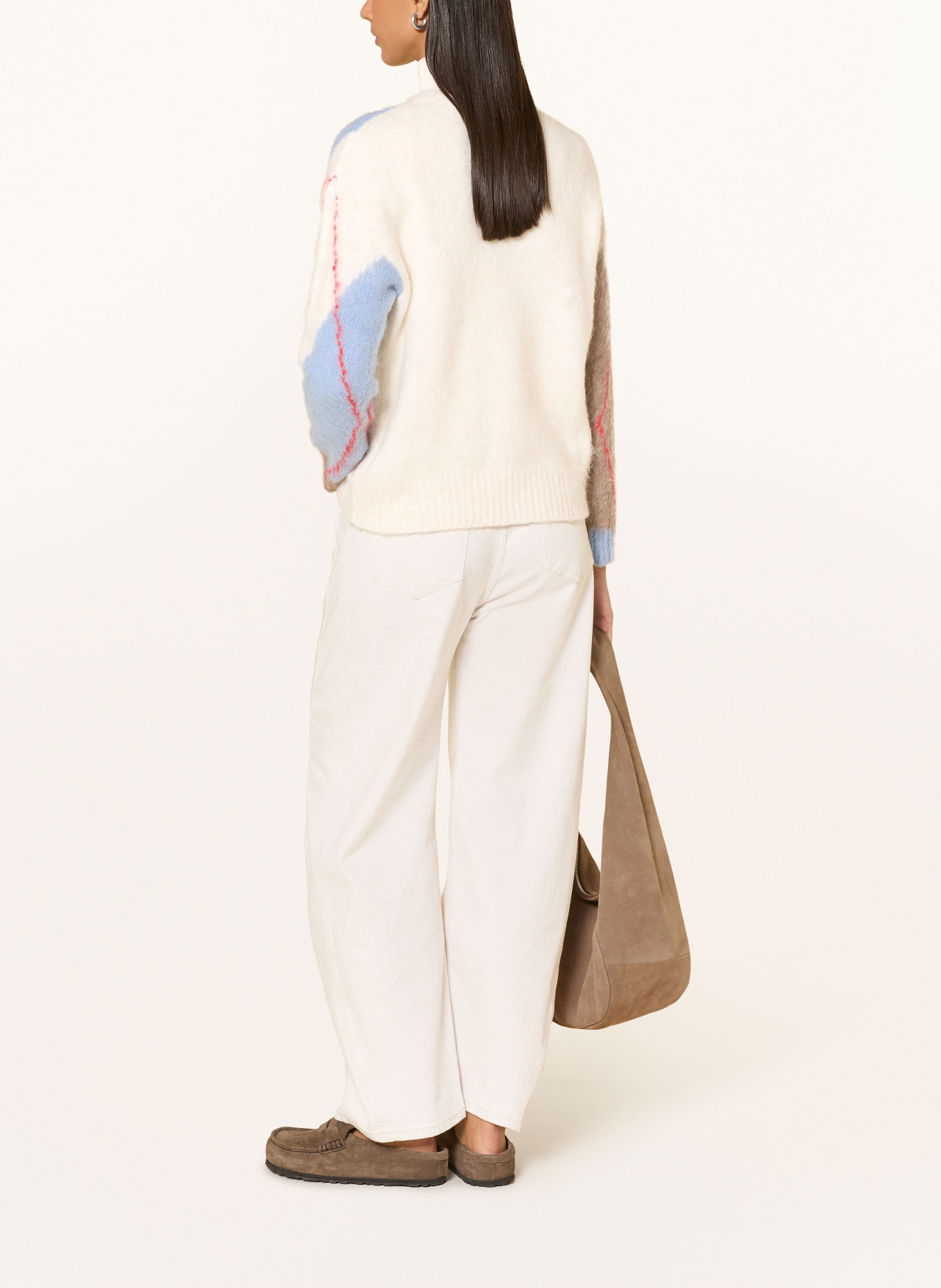 oui sweater: CREAM / BROWN / LIGHT BLUE