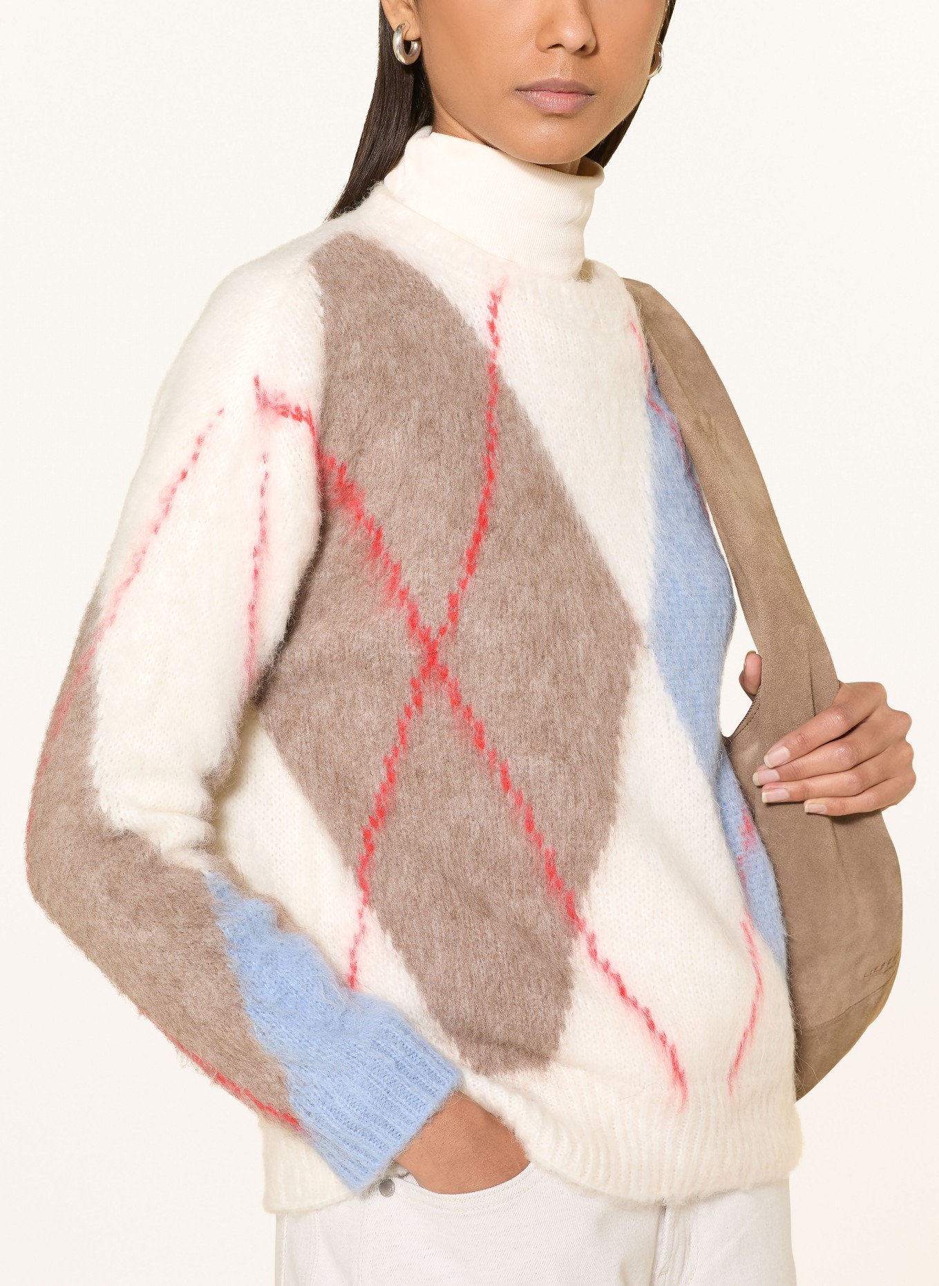 oui sweater: CREAM / BROWN / LIGHT BLUE