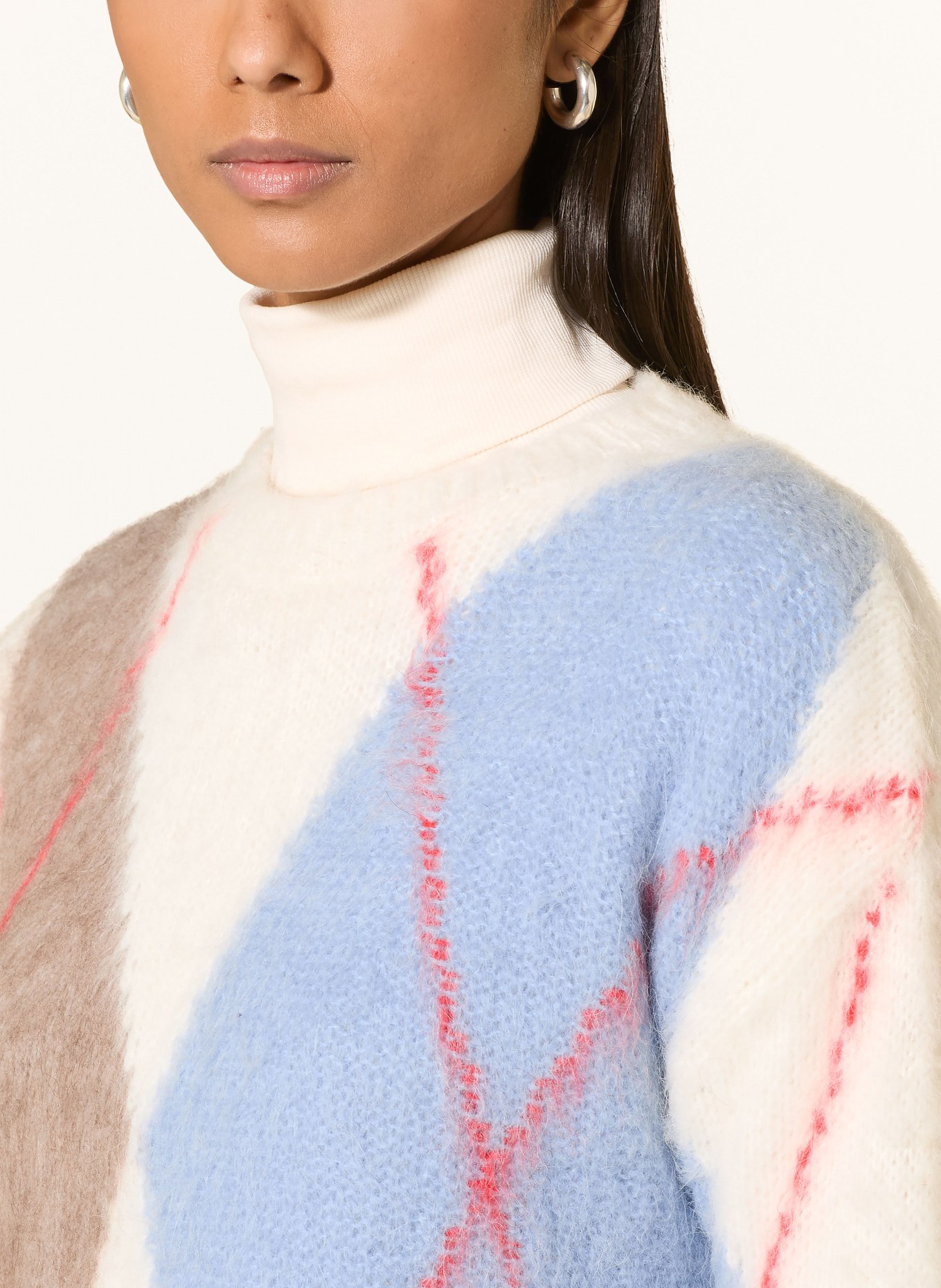 oui sweater: CREAM / BROWN / LIGHT BLUE