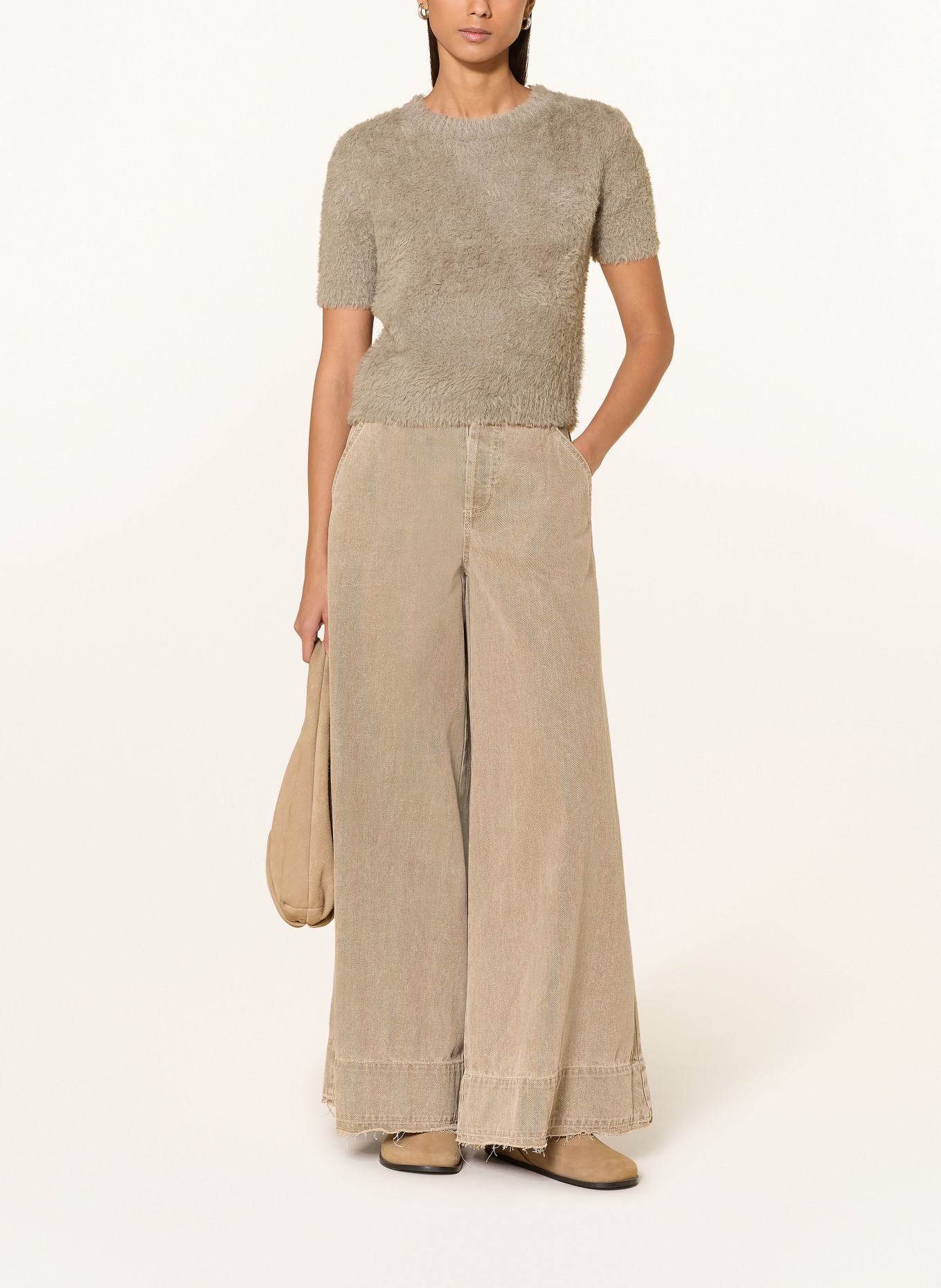 oui knit shirt: TAUPE