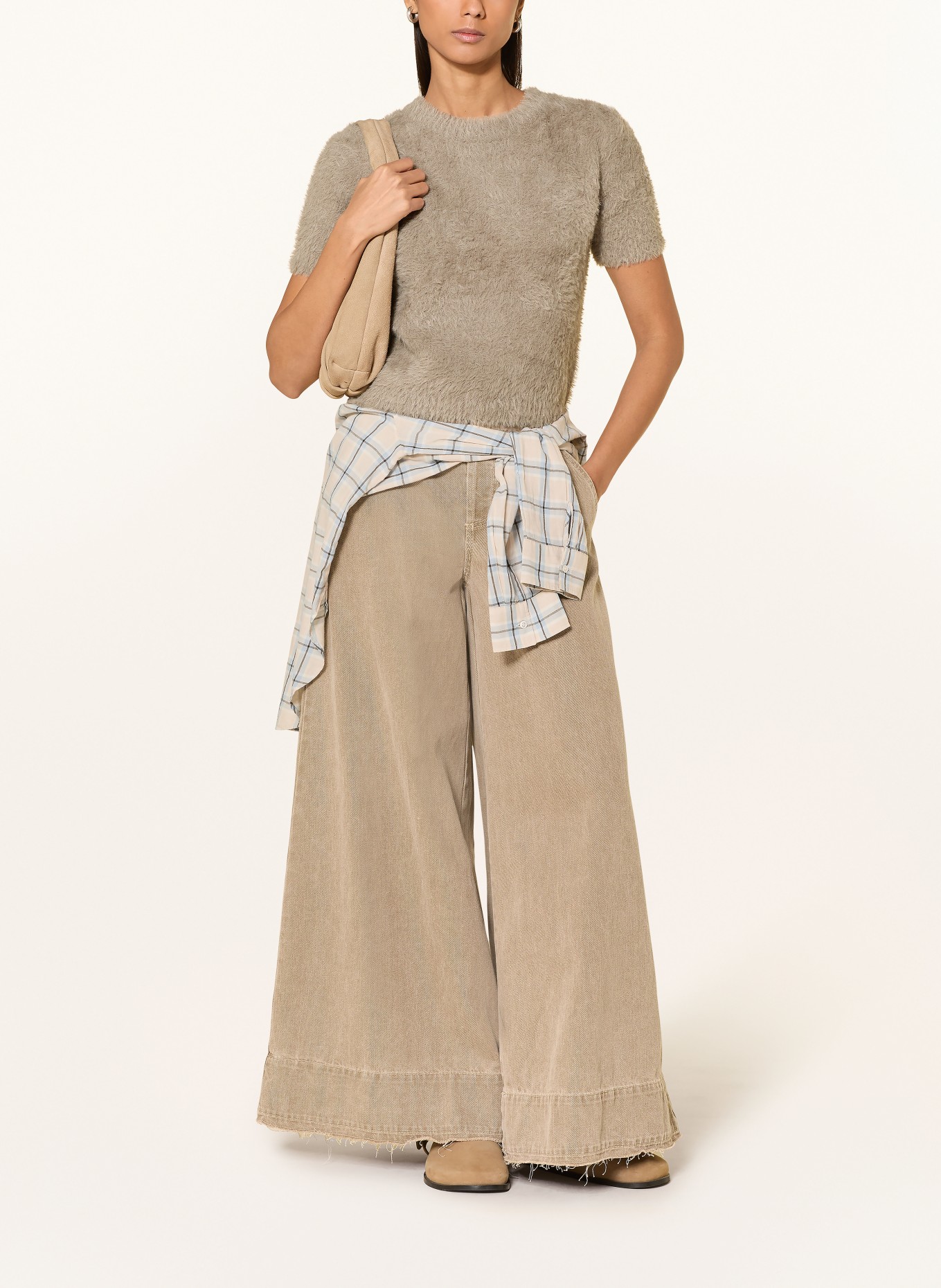 oui knit shirt: TAUPE