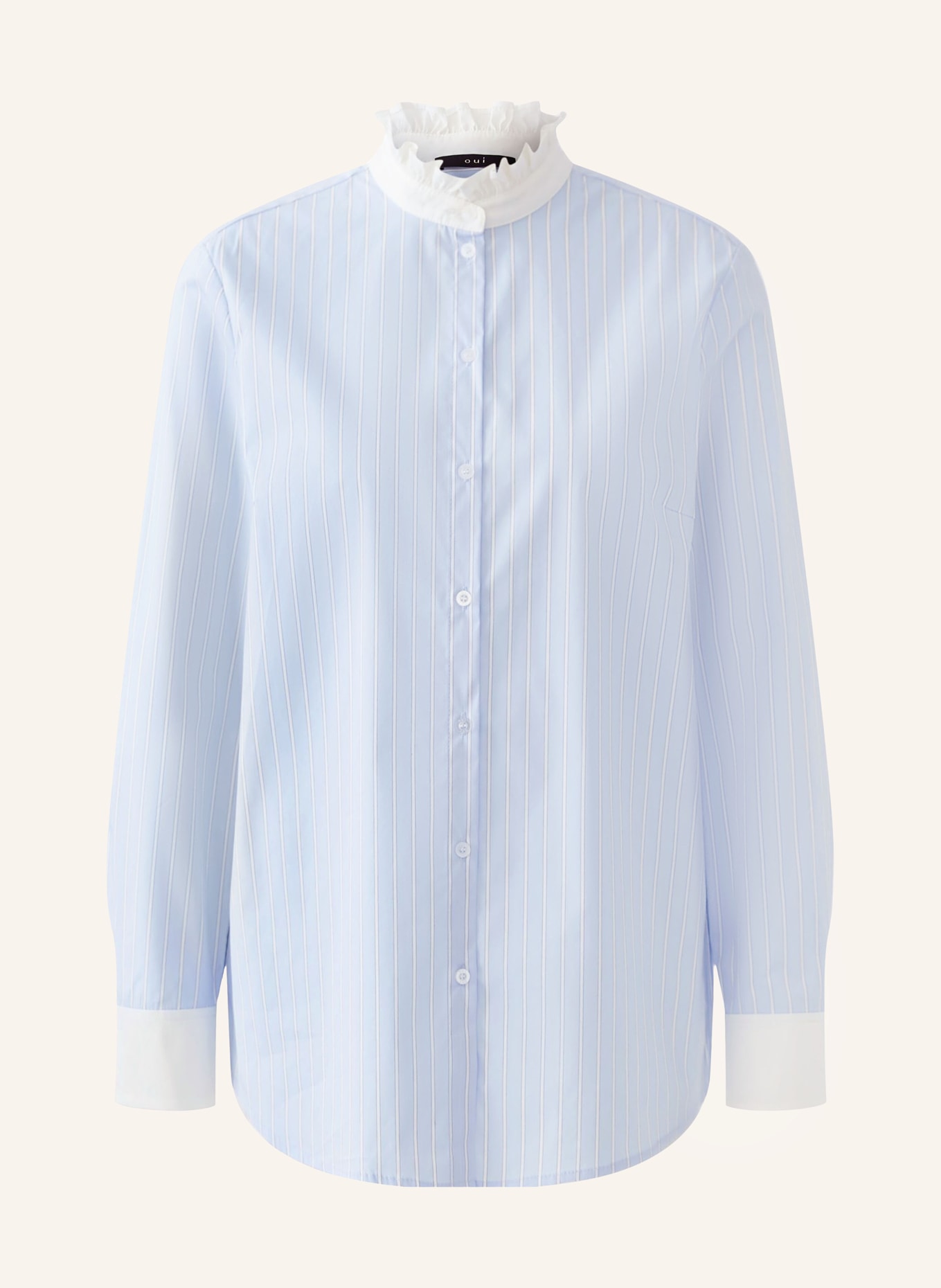oui Bluse mit Rüschen: HELLBLAU / WEISS