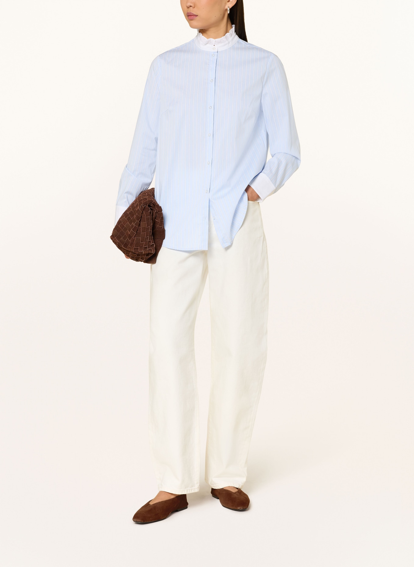 oui Bluse mit Rüschen: HELLBLAU / WEISS