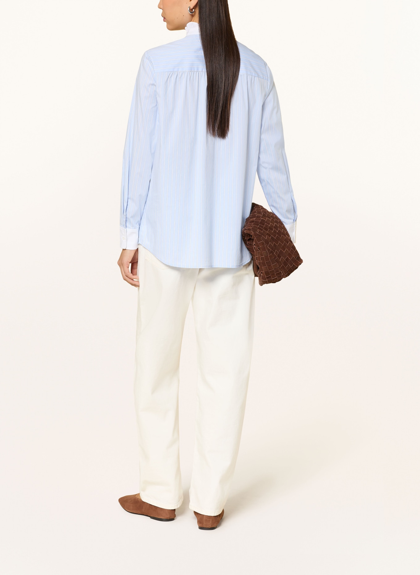 oui Bluse mit Rüschen: HELLBLAU / WEISS