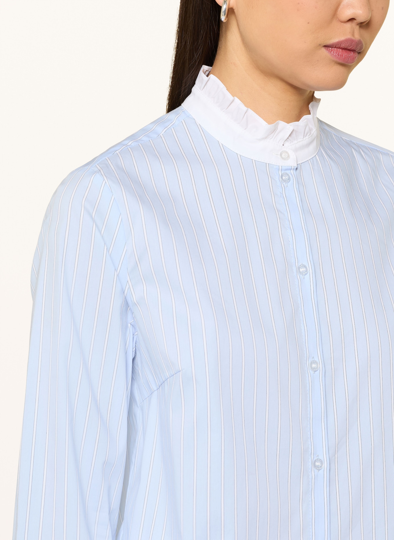 oui Bluse mit Rüschen: HELLBLAU / WEISS