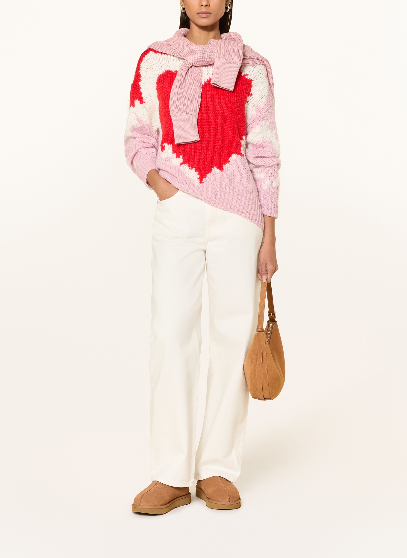 oui sweater: PINK / CREAM / RED