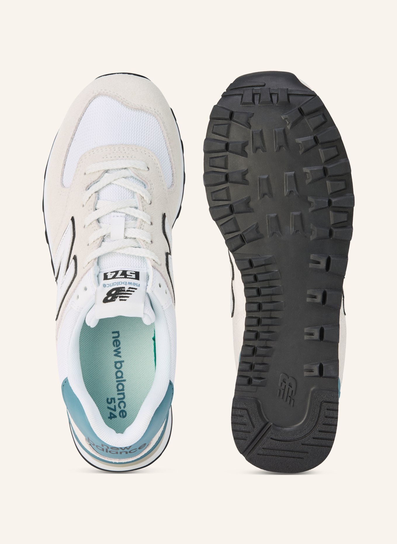 new balance Sneaker 574: ECRU / TEAL / WHITE