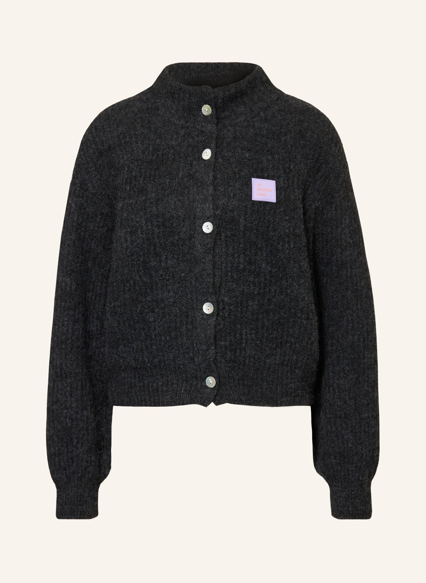 American Vintage Kardigan EAST z dodatkiem z alpaki: CZIEMNOSZARY