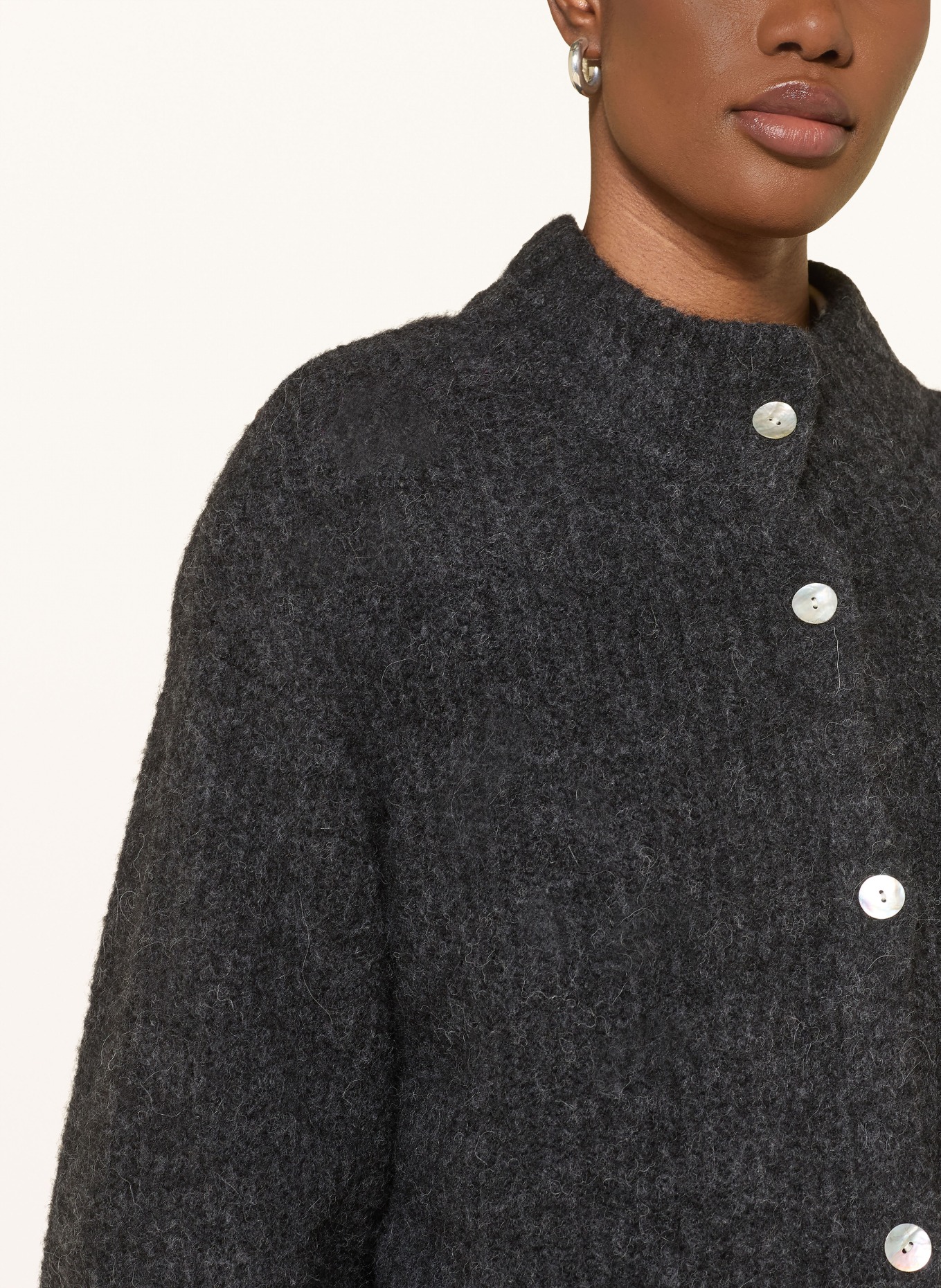 American Vintage Kardigan EAST z dodatkiem z alpaki: CZIEMNOSZARY