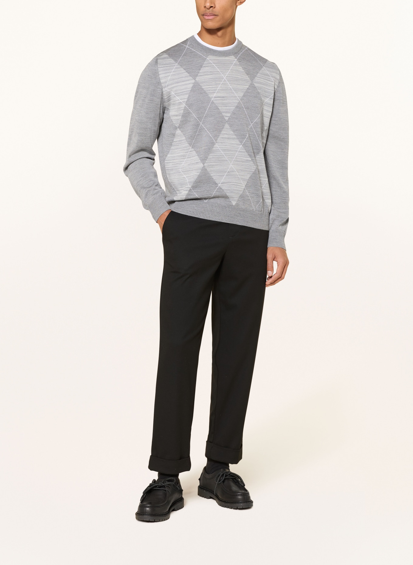 MAERZ MUENCHEN Pullover: GRAU / HELLGRAU