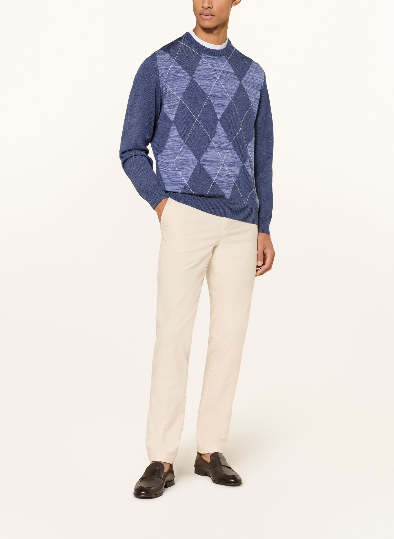 MAERZ MUENCHEN Pullover: BLAU / HELLLILA / WEISS