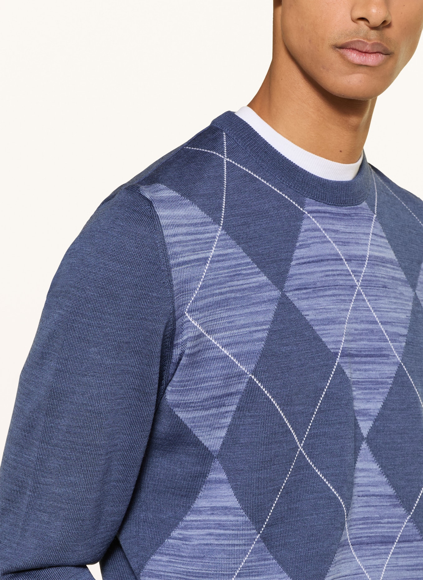 MAERZ MUENCHEN Pullover: BLAU / HELLLILA / WEISS