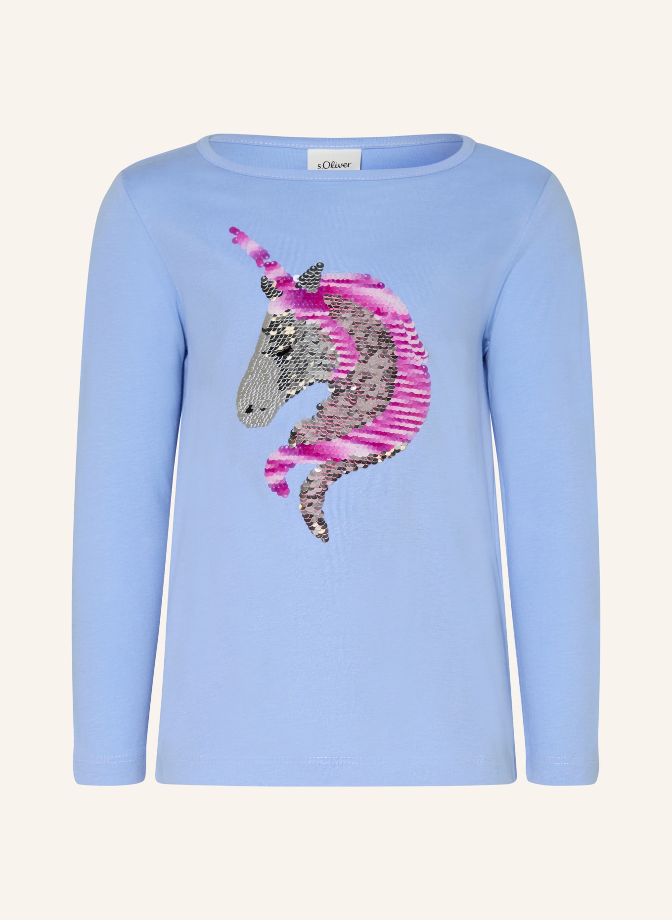 s.Oliver RED Bluzka z długim rękawem i cekinami: JASNONIEBIESKI / SREBRNY / MOCNORÓŻOWY