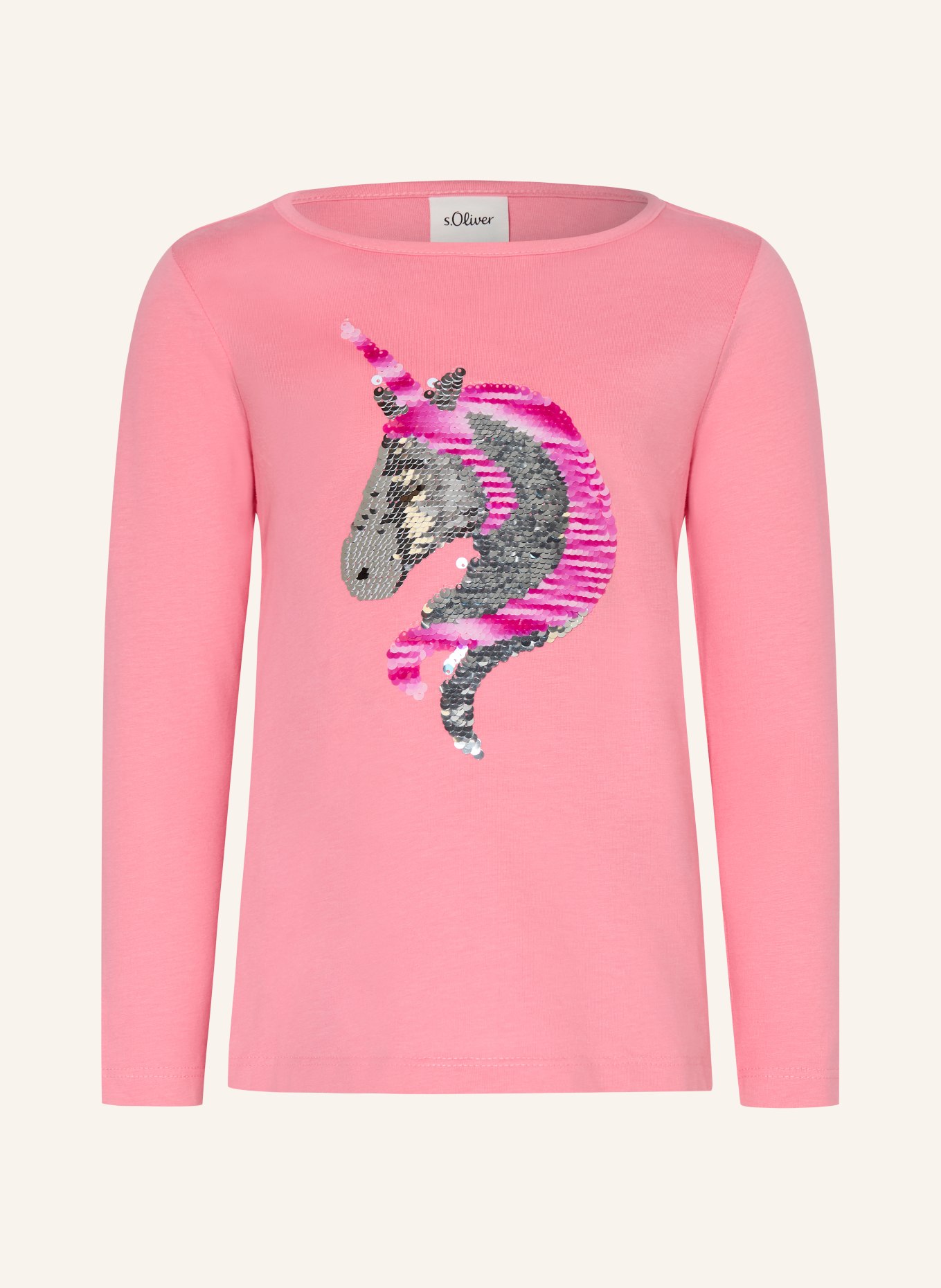 s.Oliver RED Longsleeve mit Pailletten: ROSA / SILBER / PINK