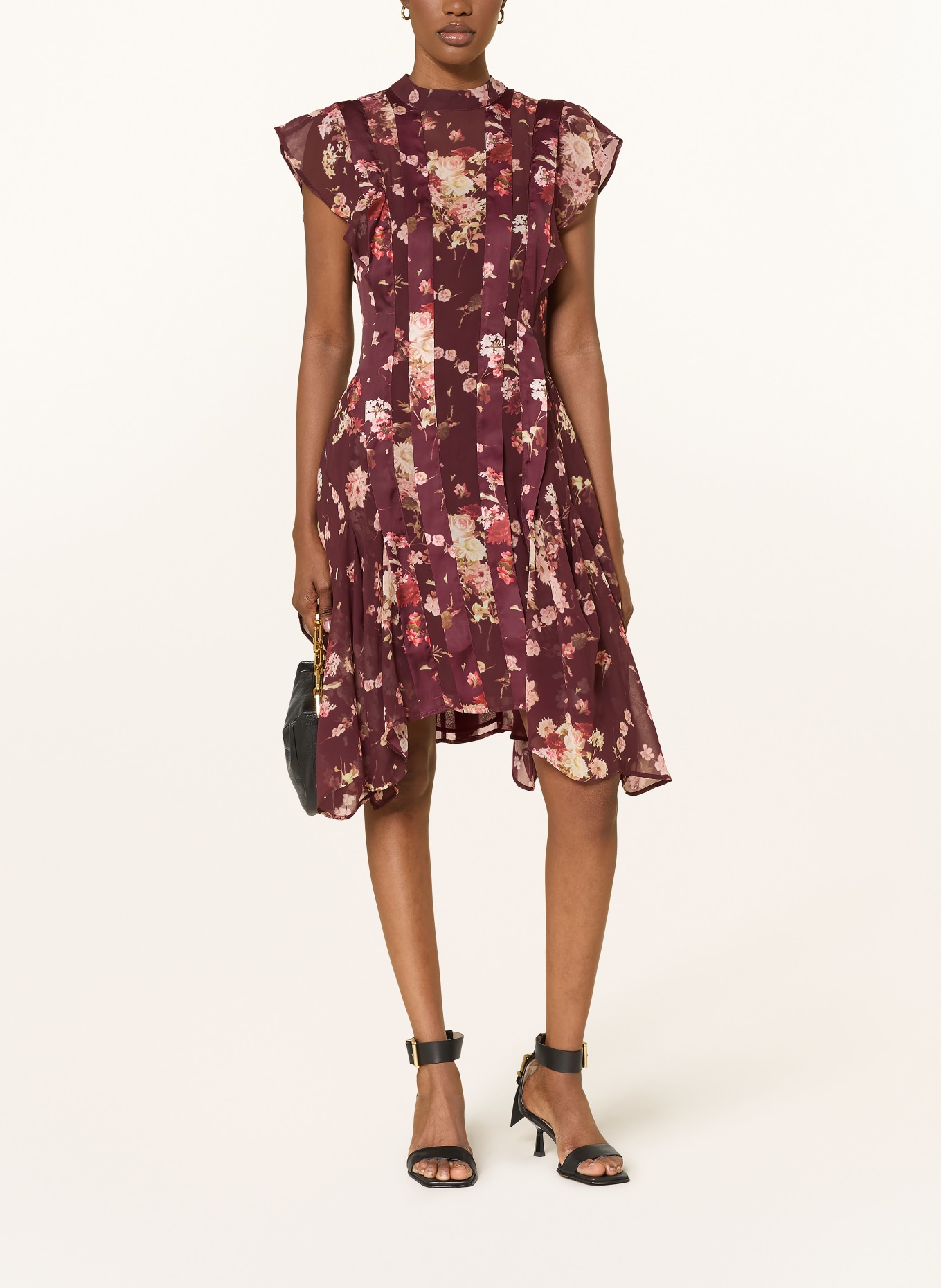 ALLSAINTS dress: DARK RED / BEIGE / LIGHT RED