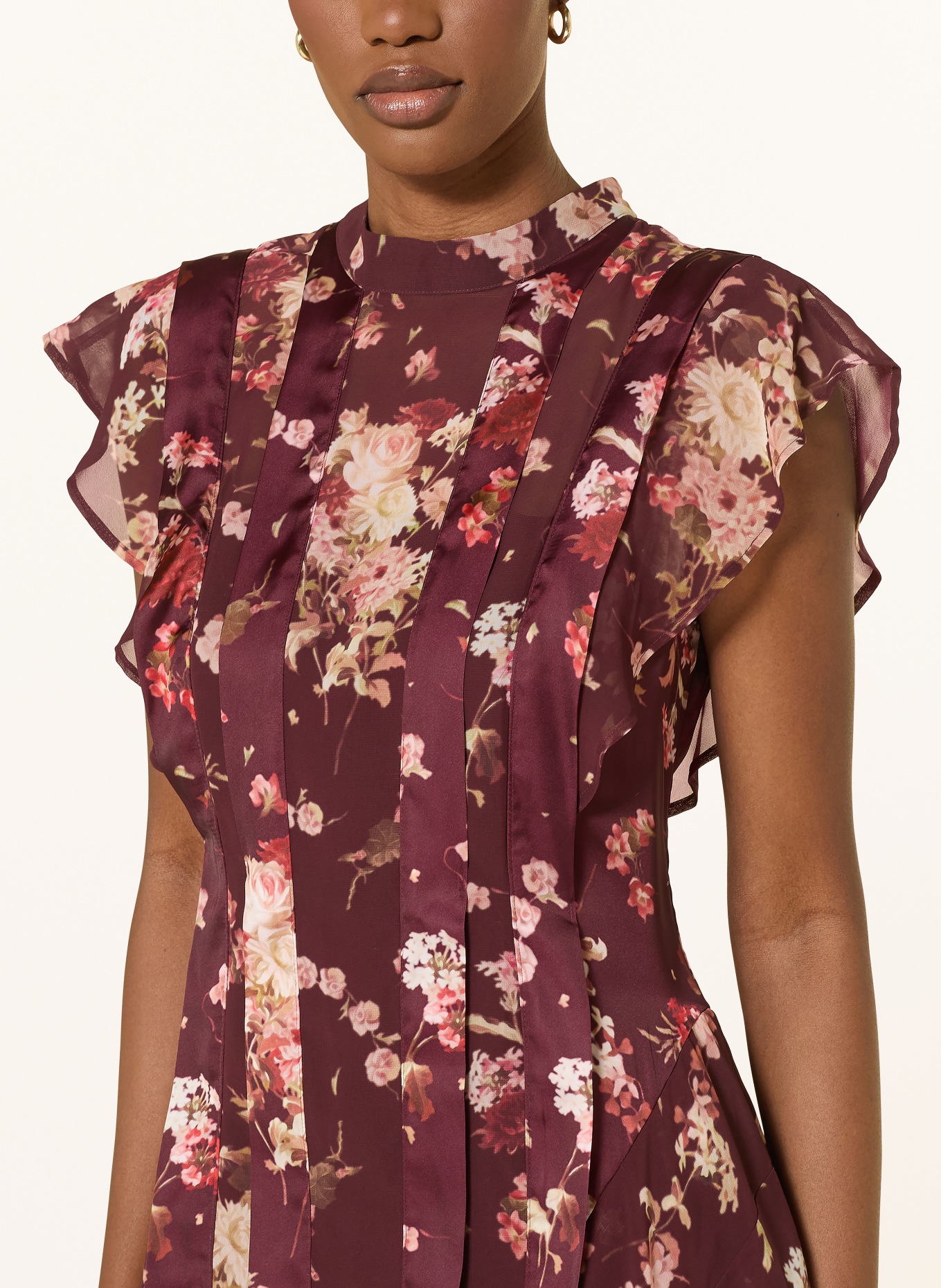 ALLSAINTS dress: DARK RED / BEIGE / LIGHT RED