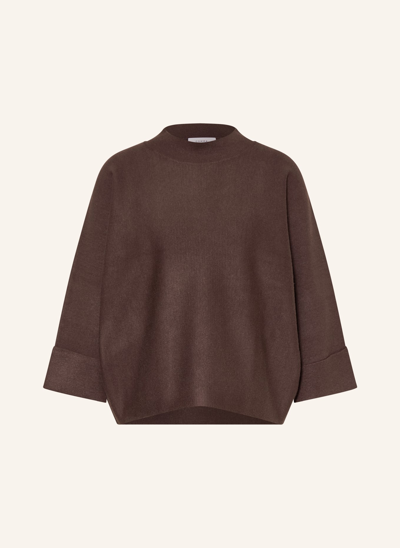 comma Oversized svetr s 3/4 rukávy: TMAVĚ HNĚDÁ