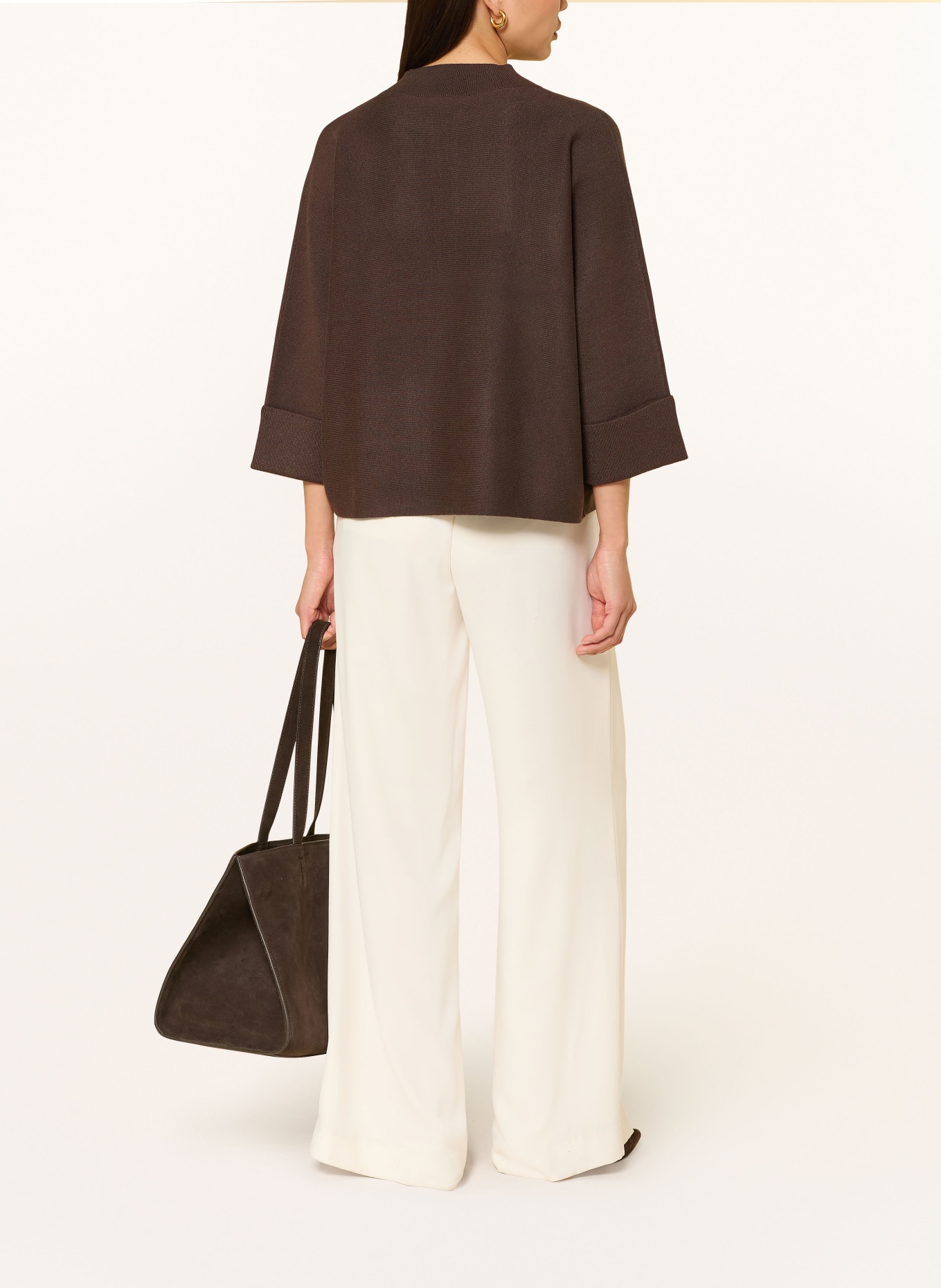 comma Oversized svetr s 3/4 rukávy: TMAVĚ HNĚDÁ