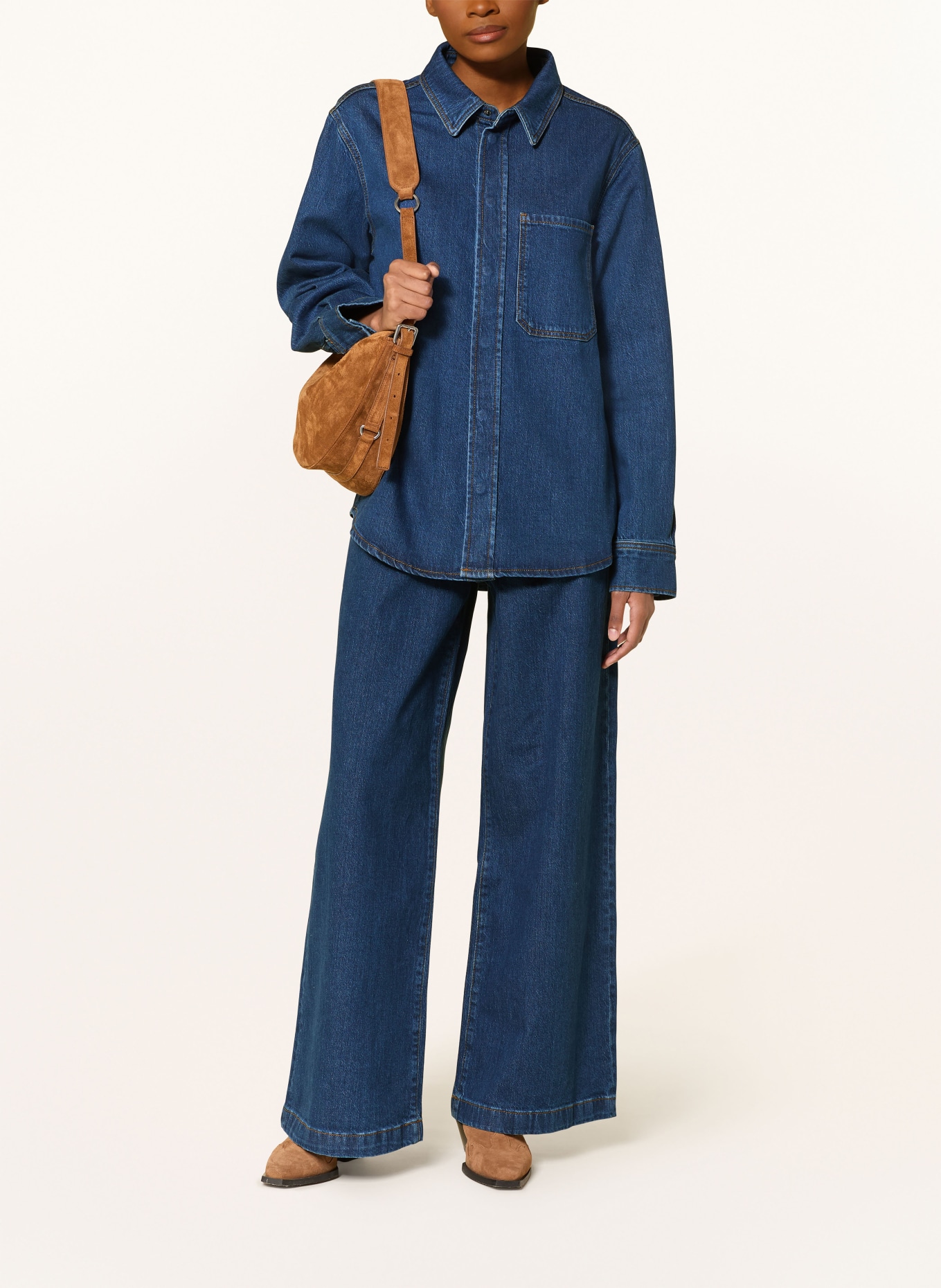 comma casual identity denim shirt: DARK BLUE