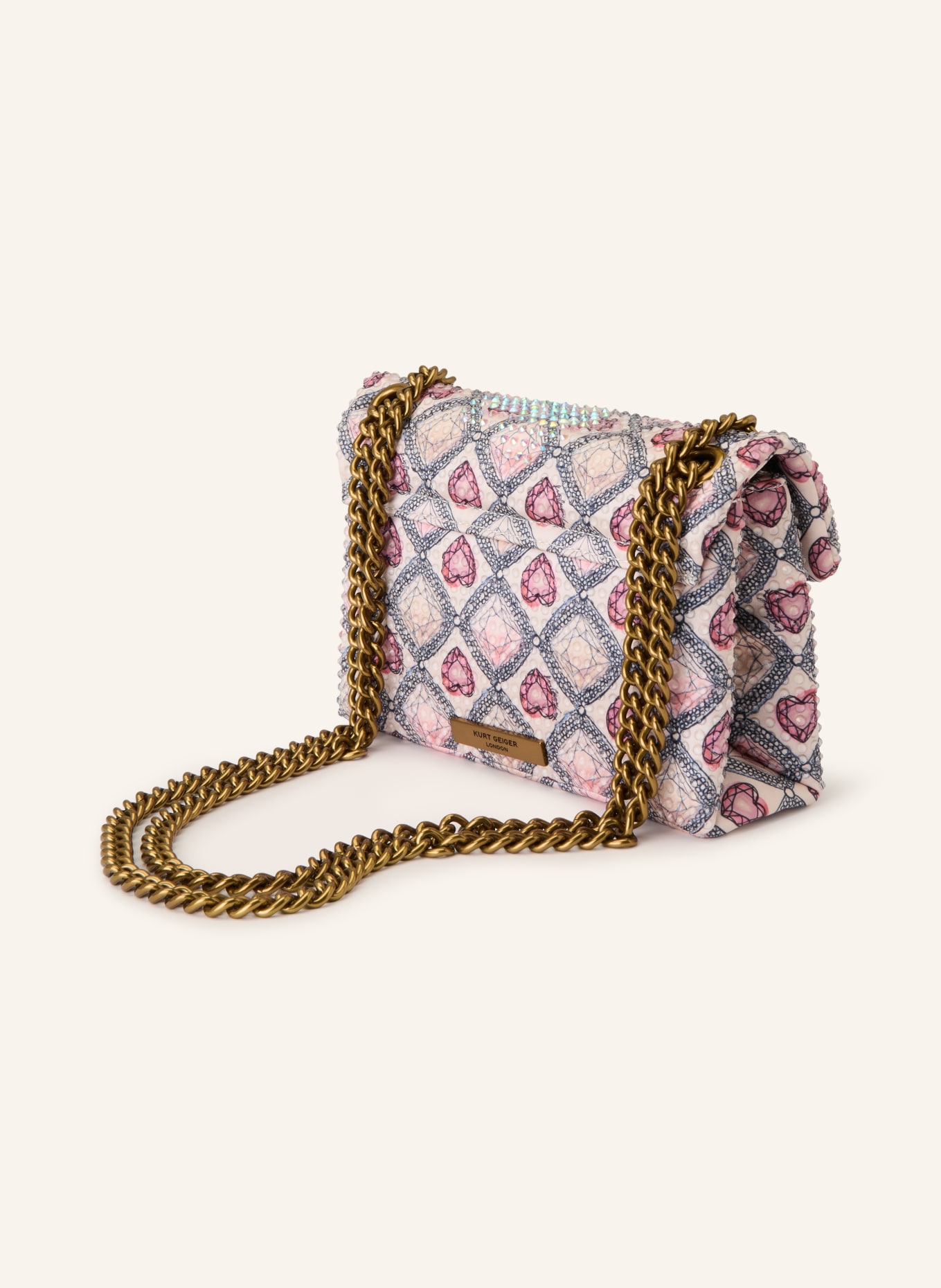KURT GEIGER KENSINGTON MINI shoulder bag with gemstones: LIGHT PINK / PINK / BLACK