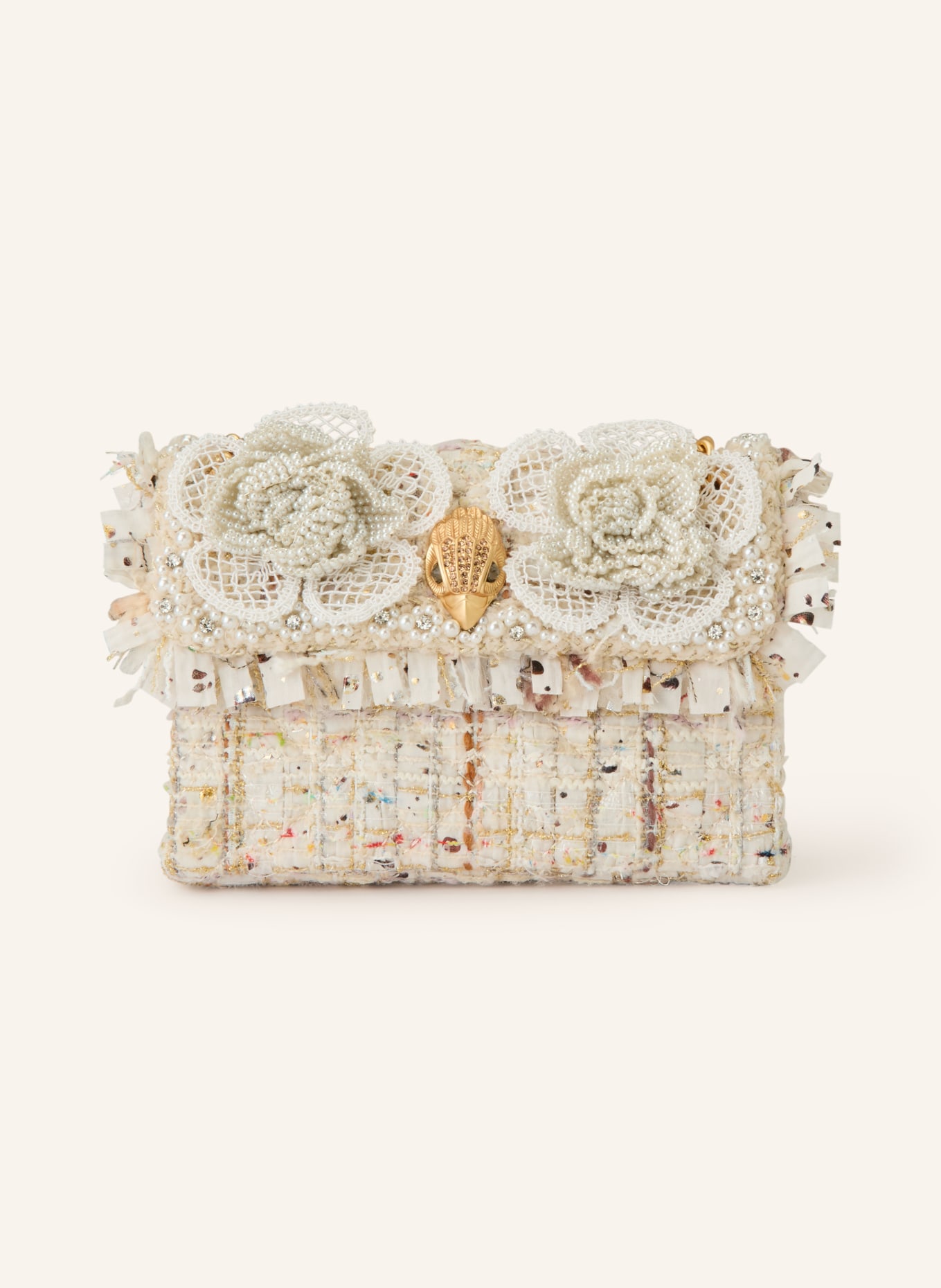 KURT GEIGER KENSINGTON shoulder bag with gemstones: CREAM / DARK BROWN / DARK ORANGE