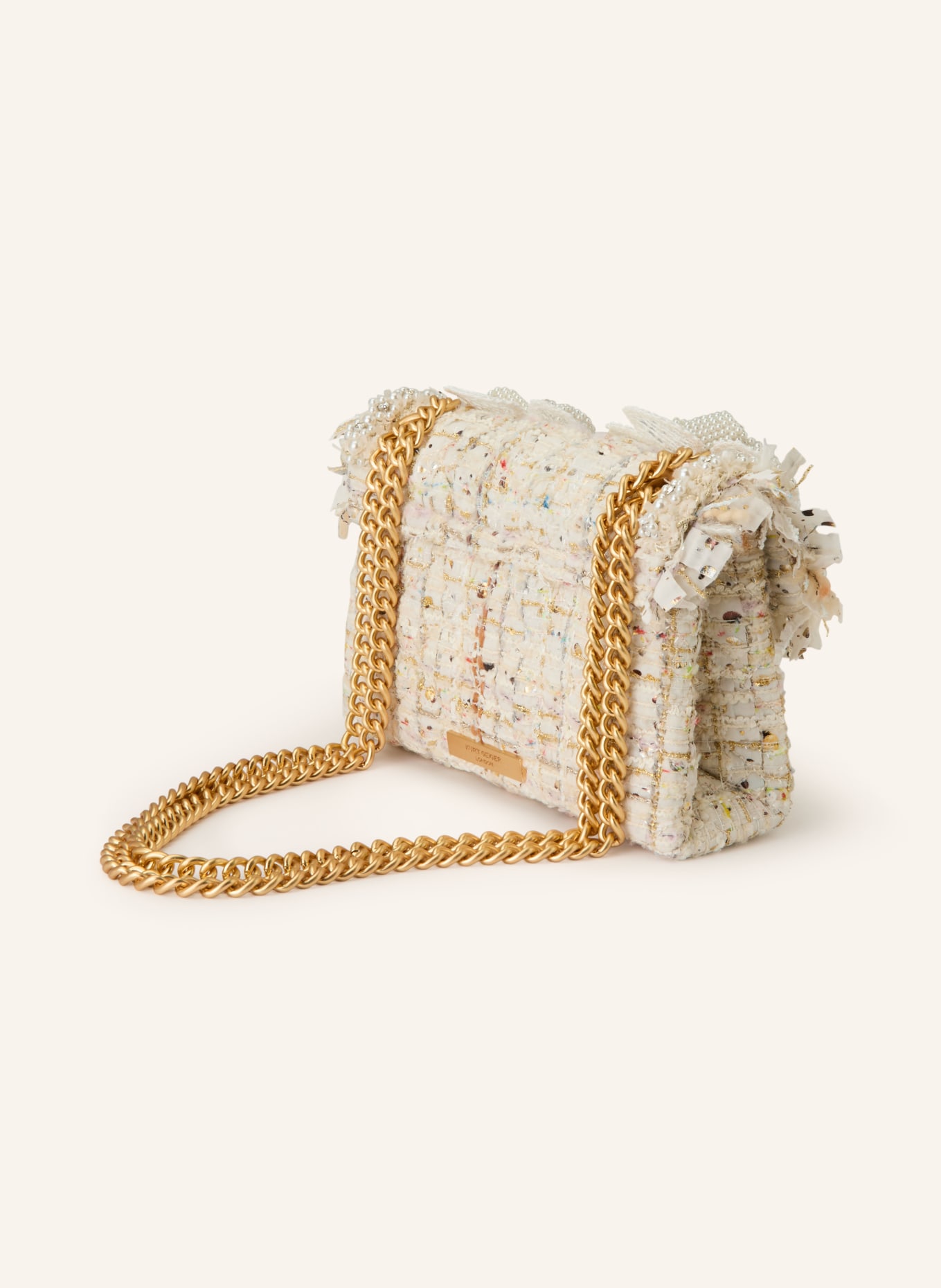 KURT GEIGER KENSINGTON shoulder bag with gemstones: CREAM / DARK BROWN / DARK ORANGE