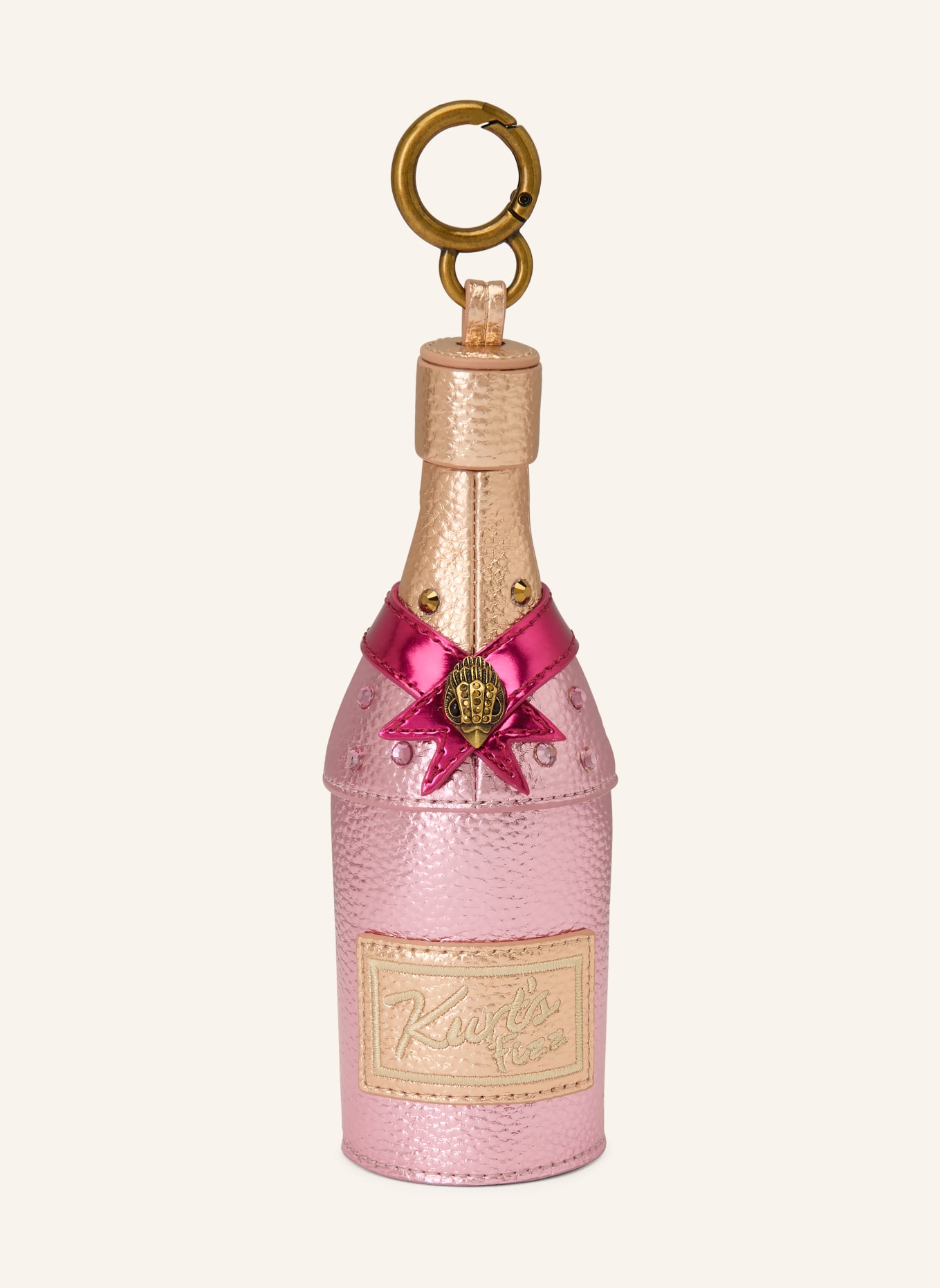 KURT GEIGER Taschenanhänger CHAMPAGNE BOTTLE: ROSA / GOLD / PINK