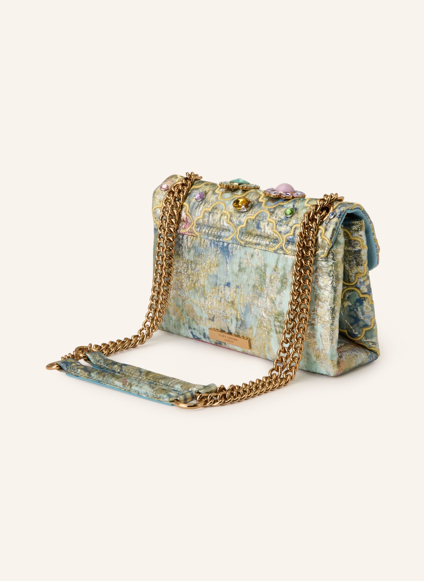 KURT GEIGER KENSINGTON shoulder bag with gemstones: MINT / DARK YELLOW / LIGHT BLUE