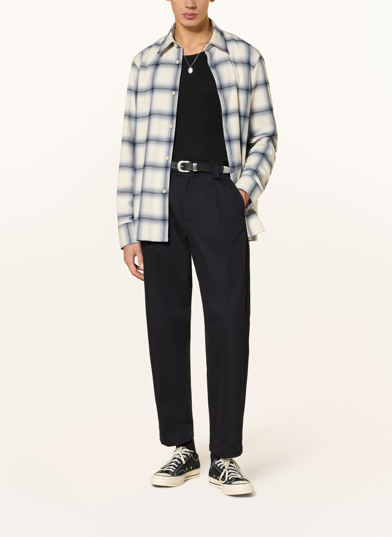 DRYKORN Flanellhemd GAUNT Comfort Fit: CREME / HELLBLAU / DUNKELBLAU