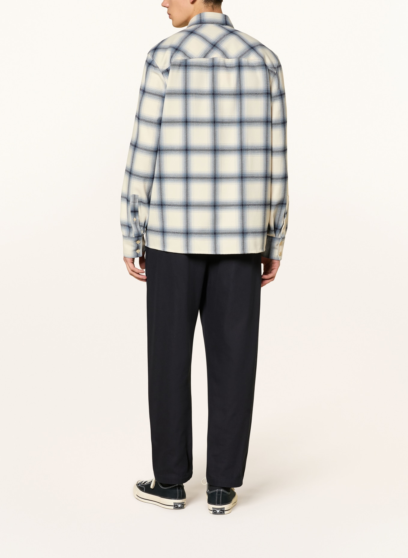 DRYKORN Flanellhemd GAUNT Comfort Fit: CREME / HELLBLAU / DUNKELBLAU