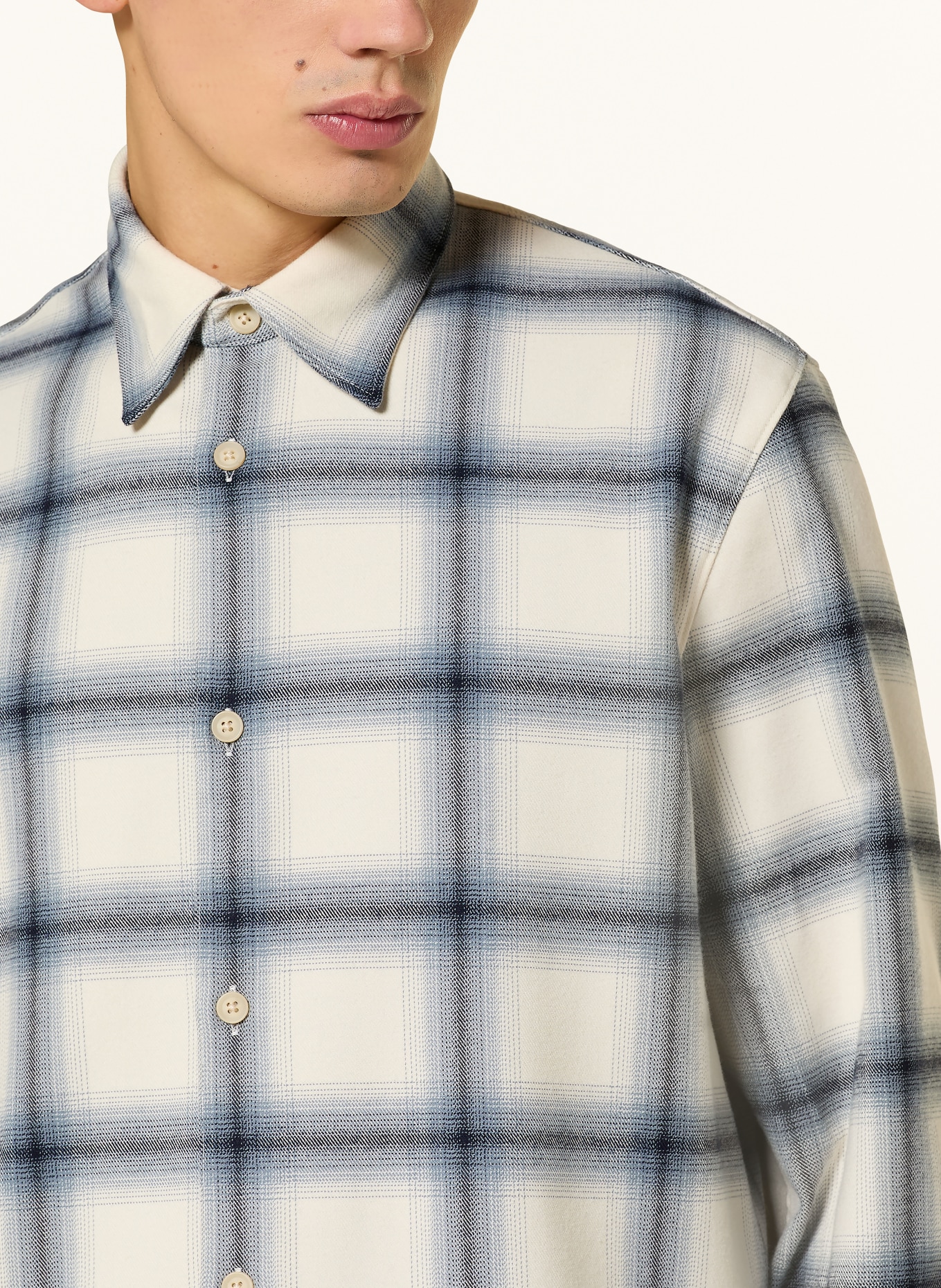 DRYKORN Flanellhemd GAUNT Comfort Fit: CREME / HELLBLAU / DUNKELBLAU