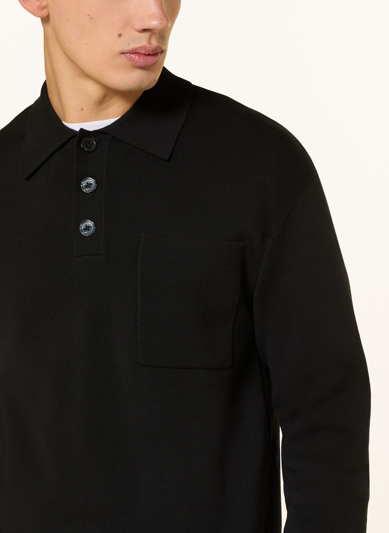 DRYKORN Strick-Poloshirt ELIASO: SCHWARZ