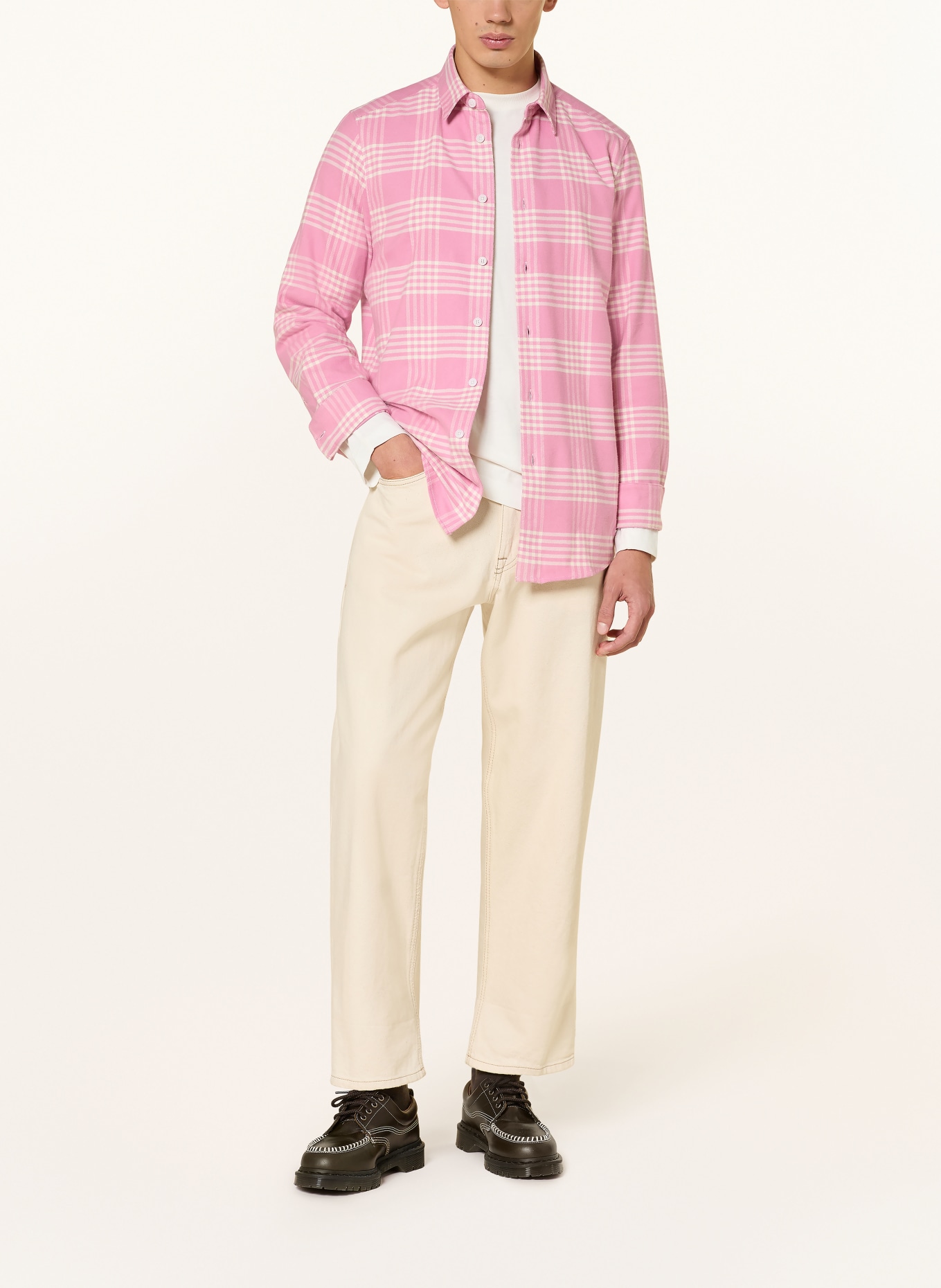 DRYKORN Flanellhemd RAMIS Regular Fit: ROSA / ECRU
