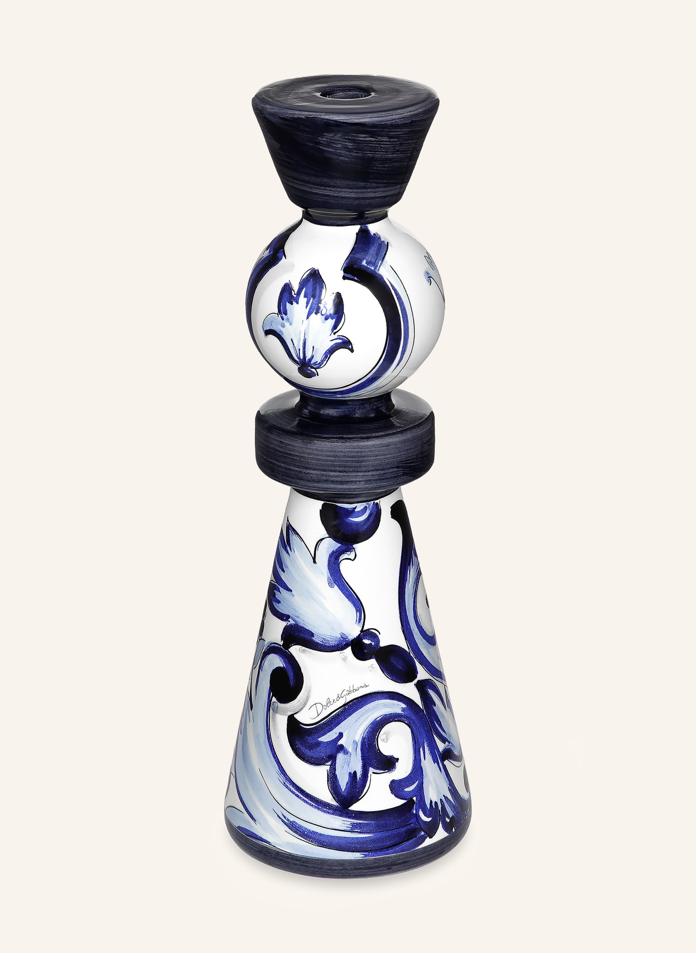 DOLCE & GABBANA CASA Svíčka LARGE: BÍLÁ / TMAVĚ MODRÁ / TMAVĚ MODRÁ