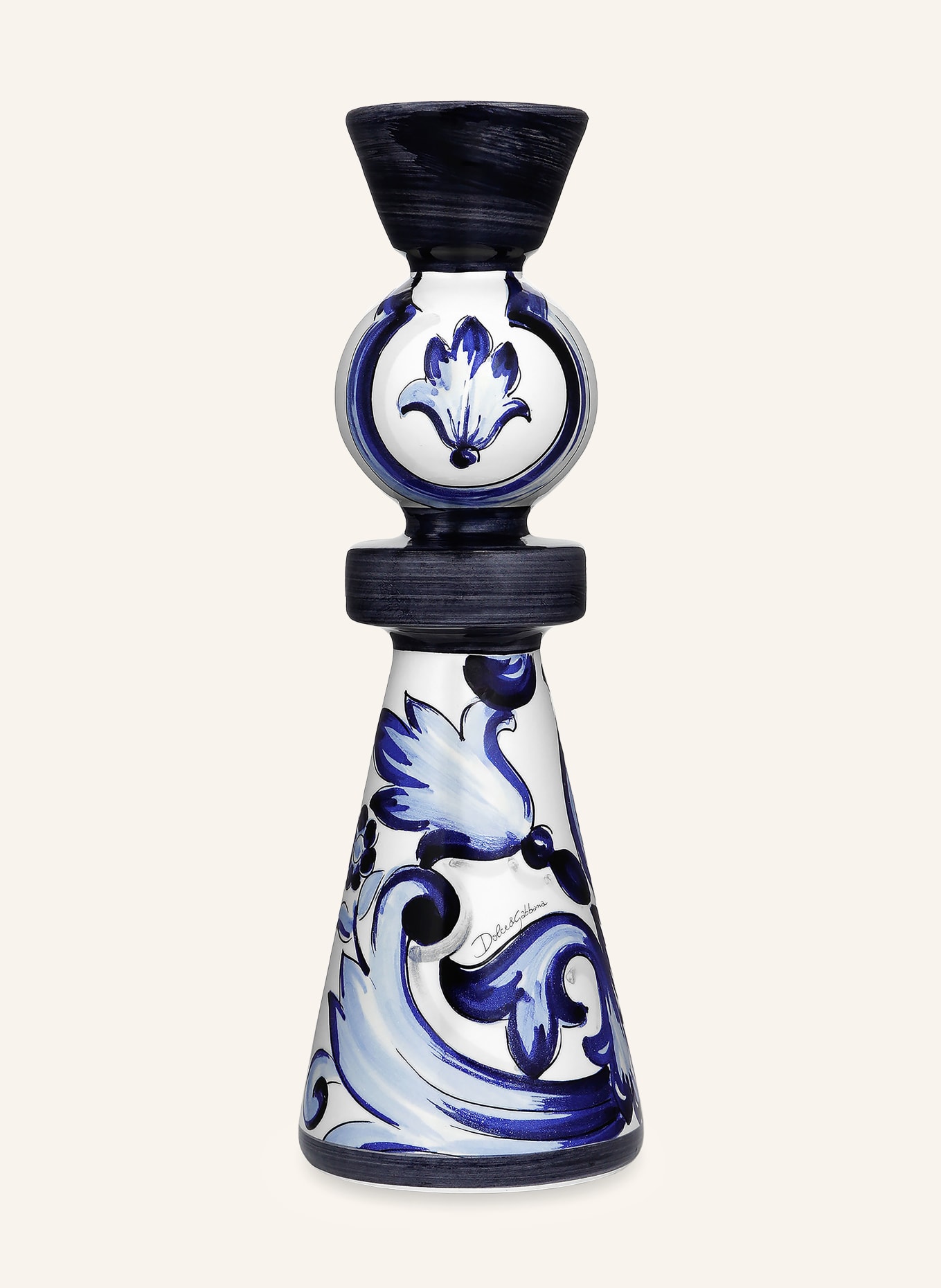 DOLCE & GABBANA CASA Svíčka LARGE: BÍLÁ / TMAVĚ MODRÁ / TMAVĚ MODRÁ