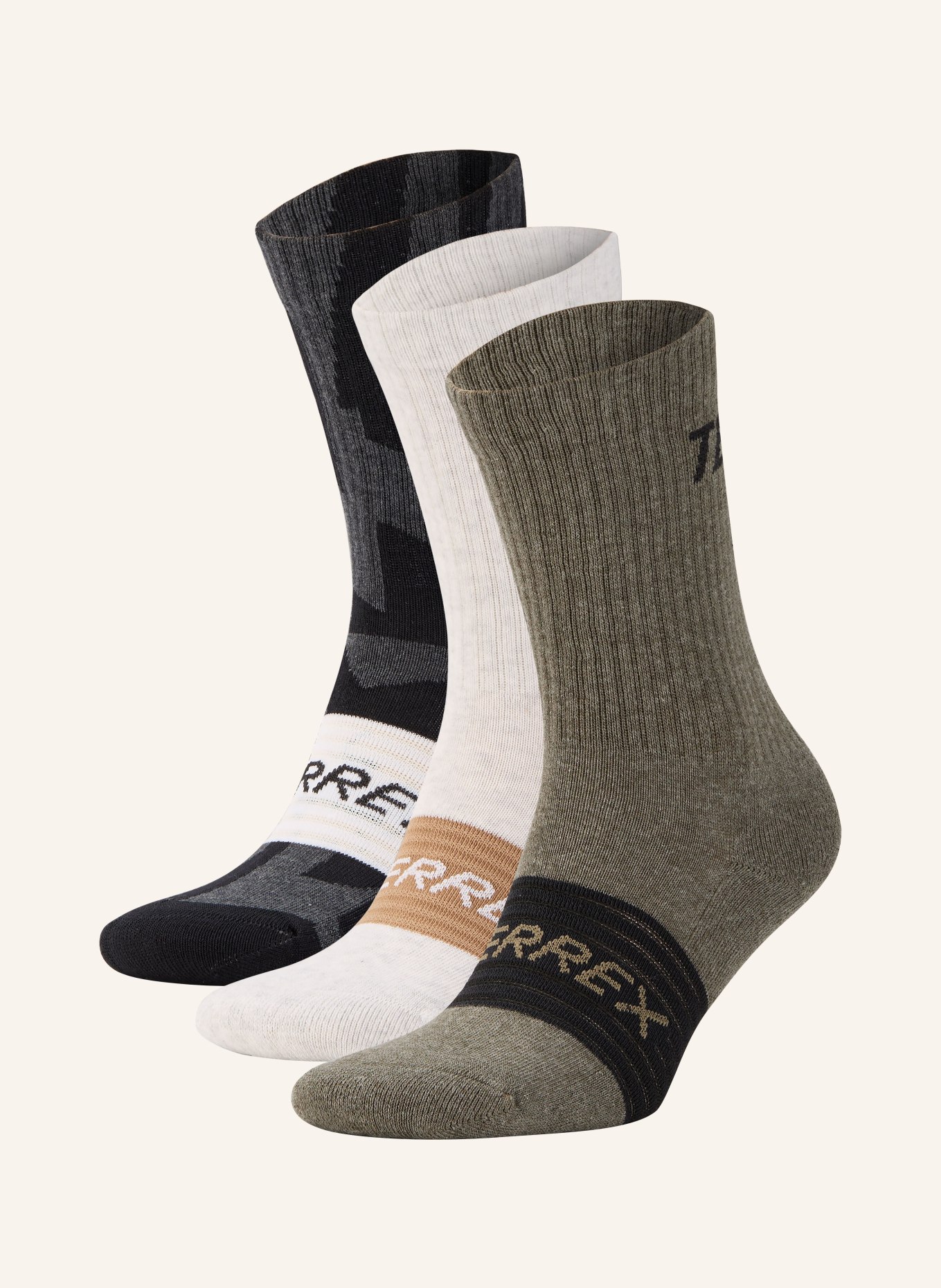 adidas TERREX 3-pak skarpet trekkingowych TERREX: CZIEMNOSZARY / JASNOCZARY / KHAKI