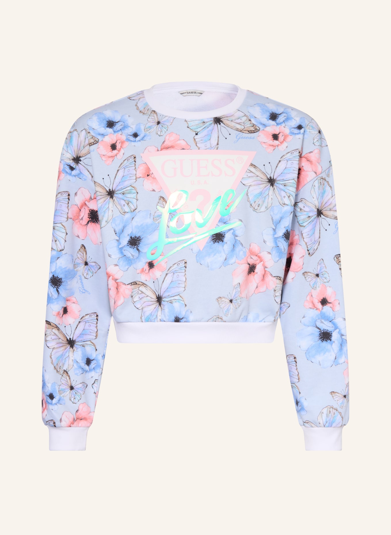 GUESS sweatshirt: LIGHT BLUE / LIGHT RED / BLACK