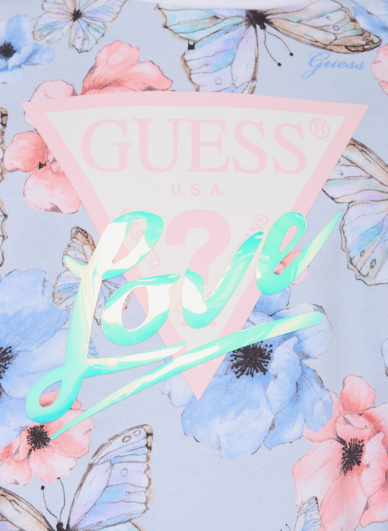 GUESS sweatshirt: LIGHT BLUE / LIGHT RED / BLACK