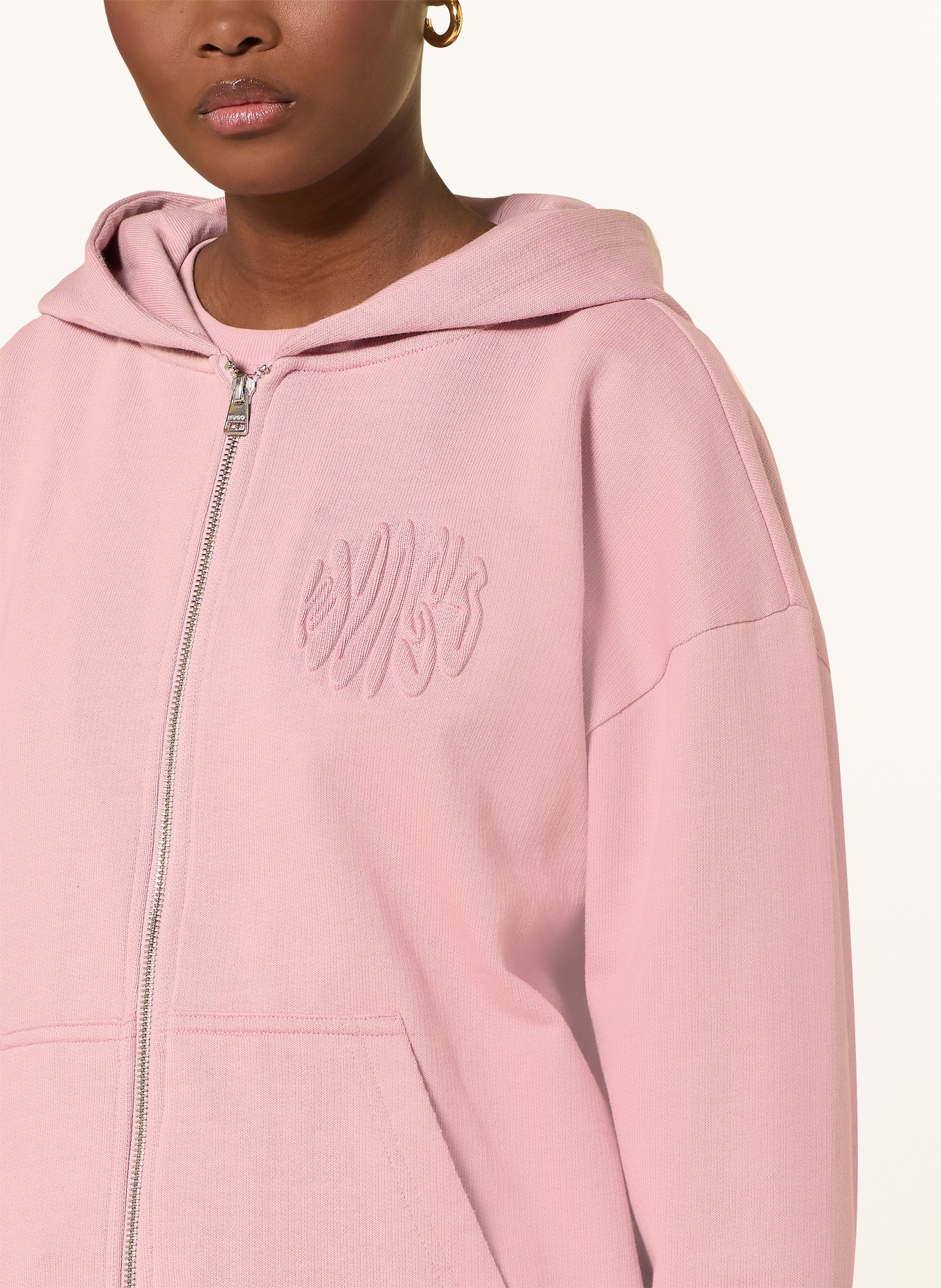 HUGO Bluza z kapturem DOA: BRUDNY RÓŻ