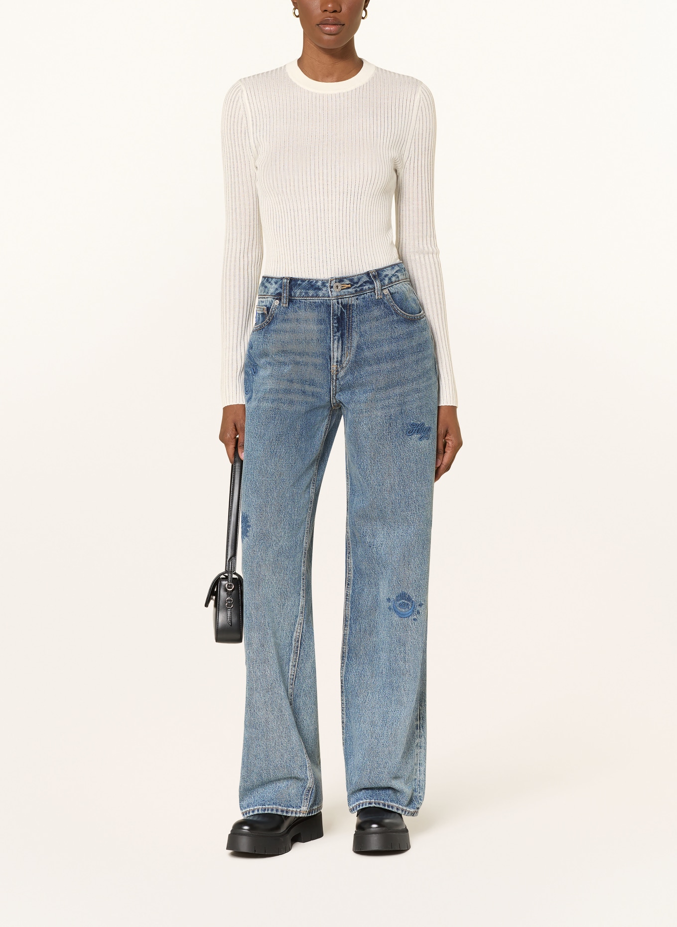 HUGO Longsleeve SOMYA: ECRU