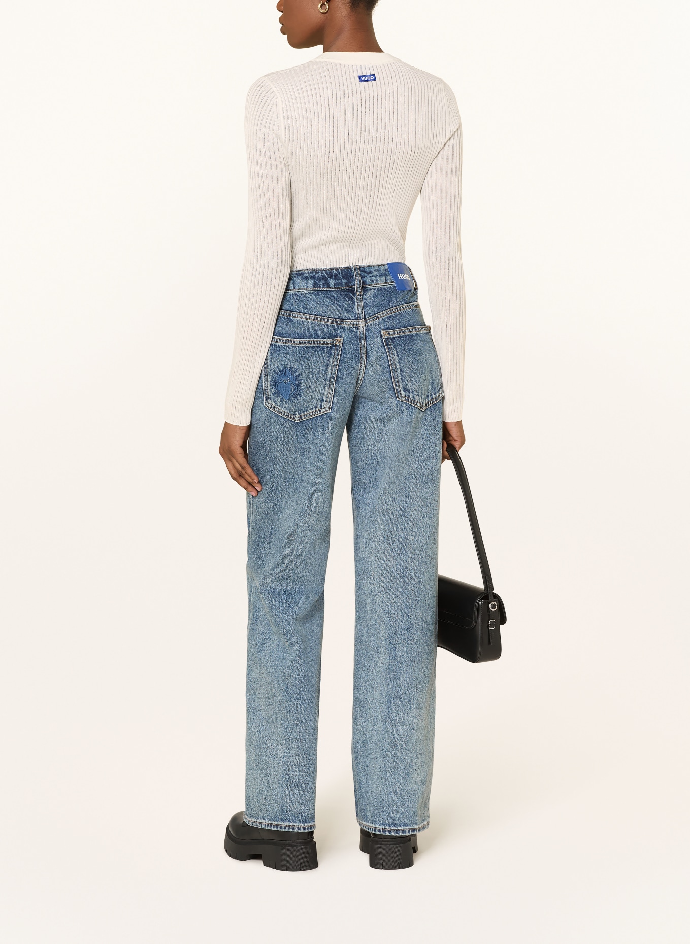 HUGO Longsleeve SOMYA: ECRU